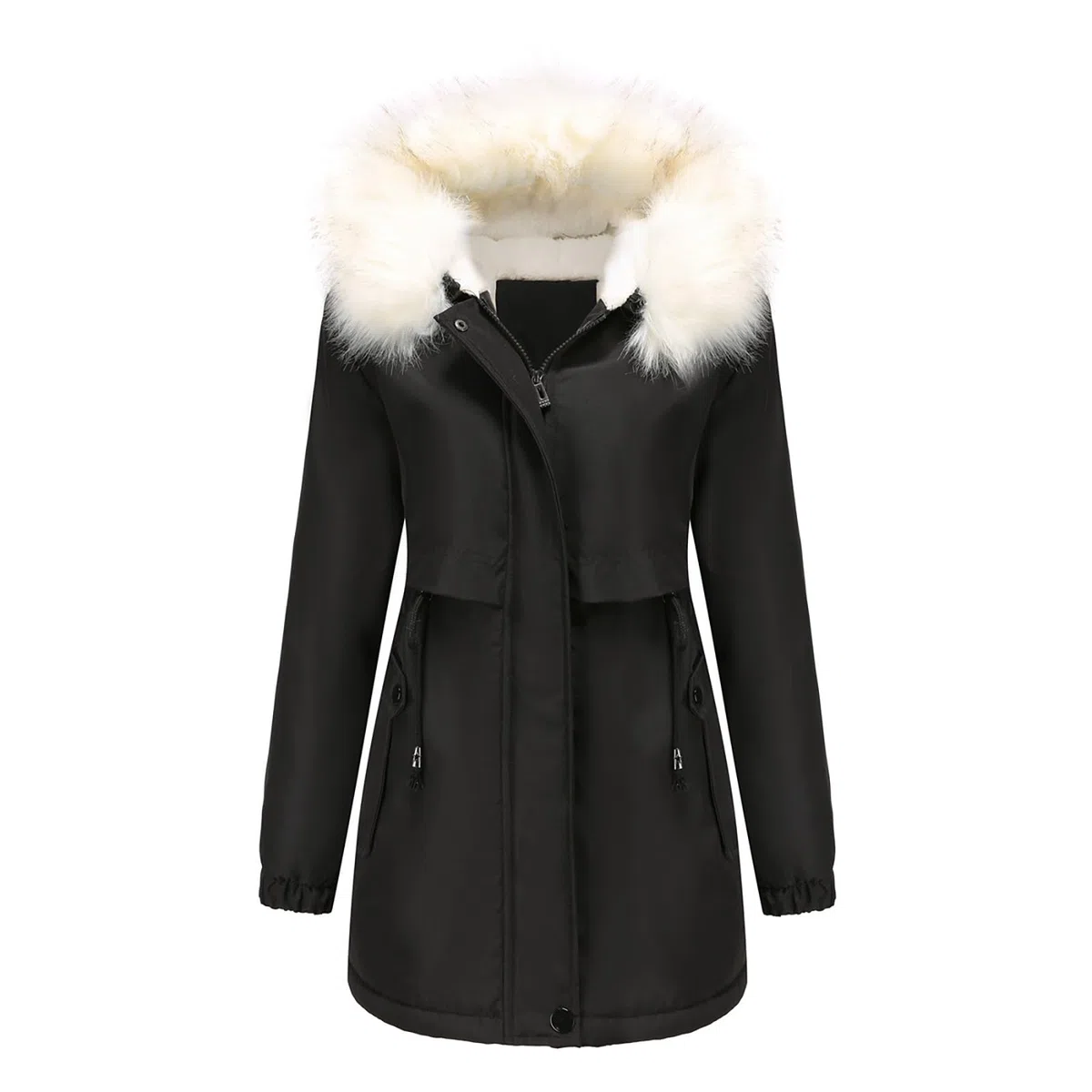 Cocila Chaqueta Americana De Lana Mujer Chaqueta Acolchada de Invierno para Mujer con Cuello Mullido Abrigo de Invierno Suelto Abrigo Mujer De Lana Chaqueta De Invierno Abrigo Largo Terciopelo