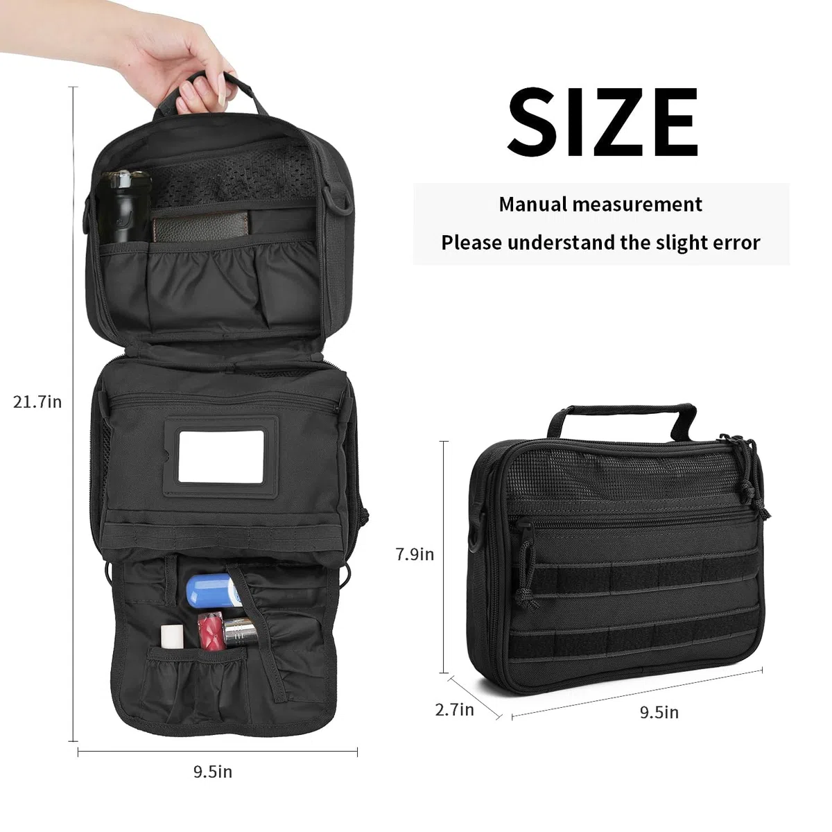 SMONT - Neceser táctico para Hombre, Kit de Aseo para Colgar, Bolsa de Afeitado para Viajes, Accesorio de baño, 24 cm