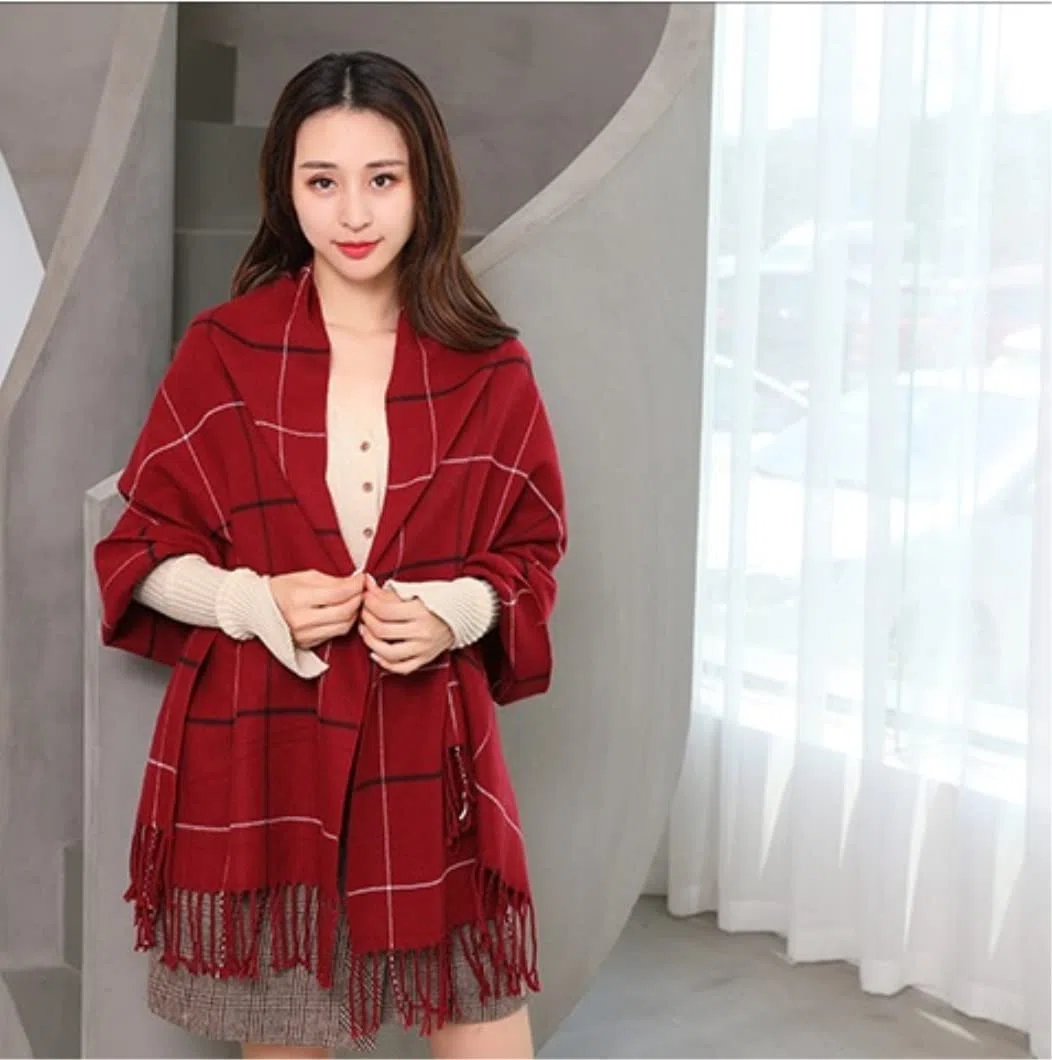 Bufanda Invierno Bufandas De Tela Escocesa De Invierno para Mujer, Chal De Entramado Ancho, Manta Cálida Chal Bufanda(Pink)