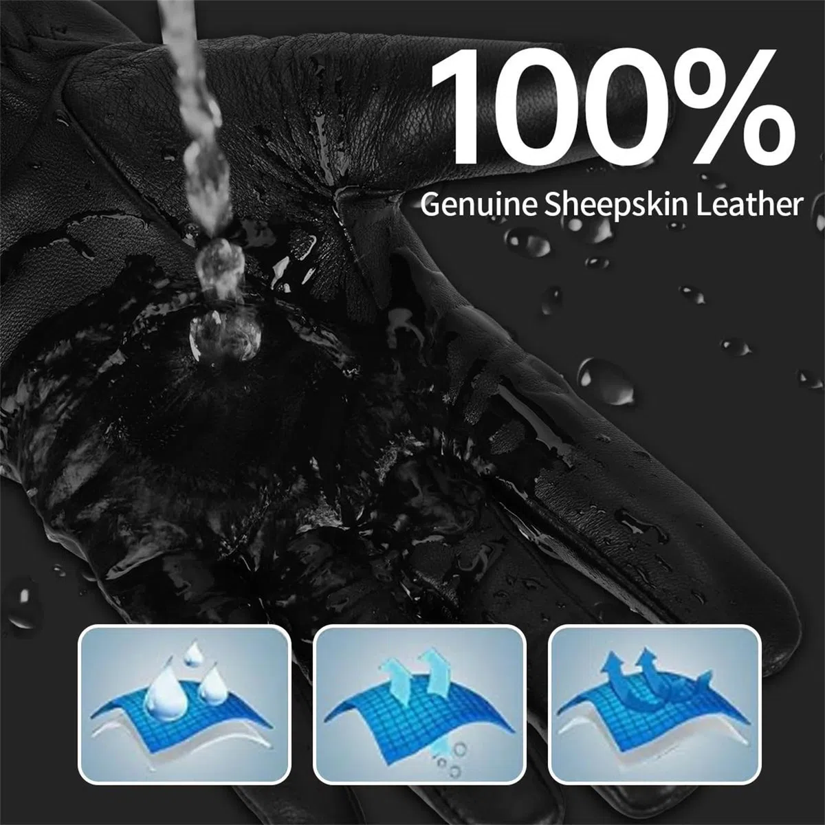 Guantes de piel de oveja auténtica para mujer, para pantalla táctil, cálidos, con forro térmico, para conducir