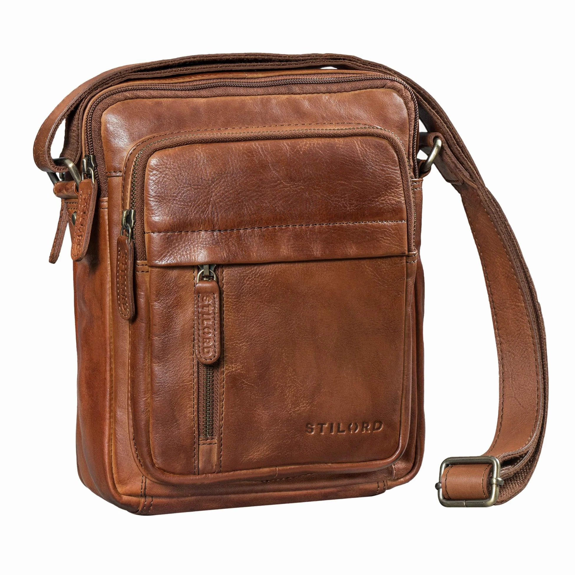 STILORD "Ivano Bolso Pequeño Cuero Para Hombre Bandolera Crossbody Bolsos De Mensajero Compacto Para Tablet De 10,9 Pulgadas Piel Auténtica Color:maraska - marrón