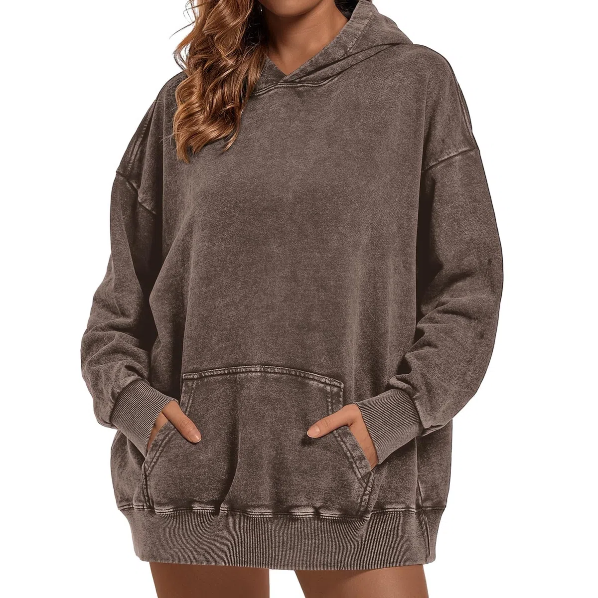 Sudaderas con Capucha de Gran tamaño para Mujer, Jersey Liso holgadas Hombros caídos, Top Holgado, Cuello Alto, Punto Ligero, Suave, fácil Lavar y Ligero/g