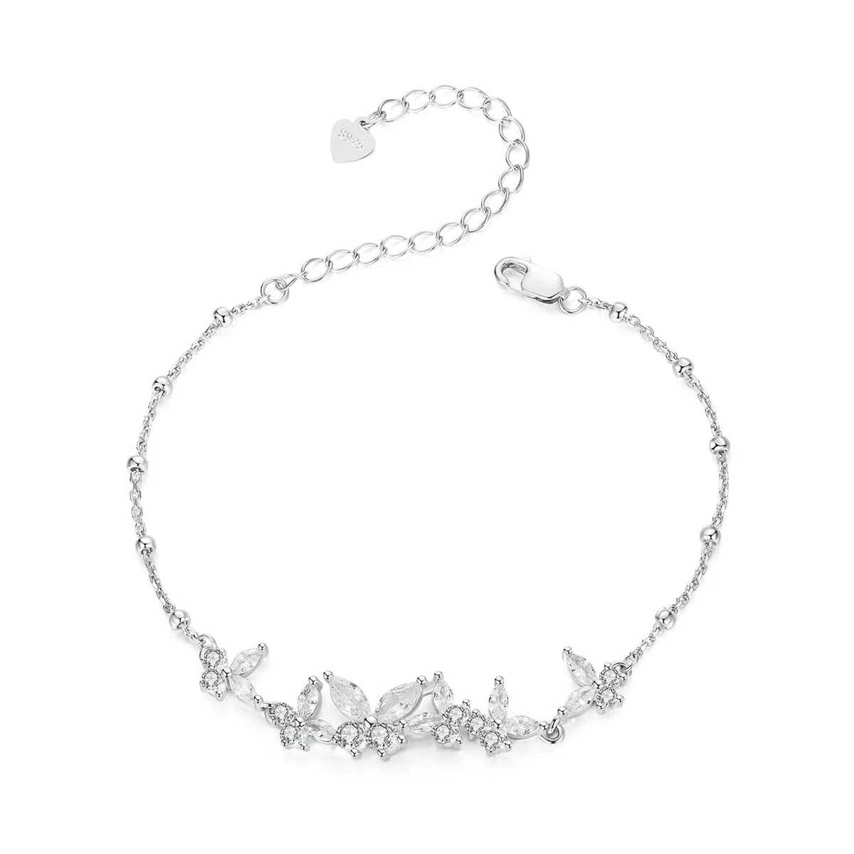 YCTTKDD Pulseras de Mariposa moradas de Plata de Ley S925 para Mujer, Pulsera de eslabones Ajustable, Regalos de joyería de Navidad