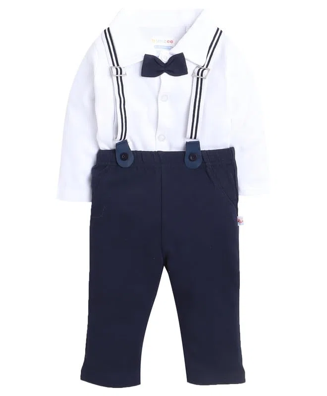 BUMZEE Peb8583 - Pantalones de algodón con tirantes y gorra, color liso, manga completa