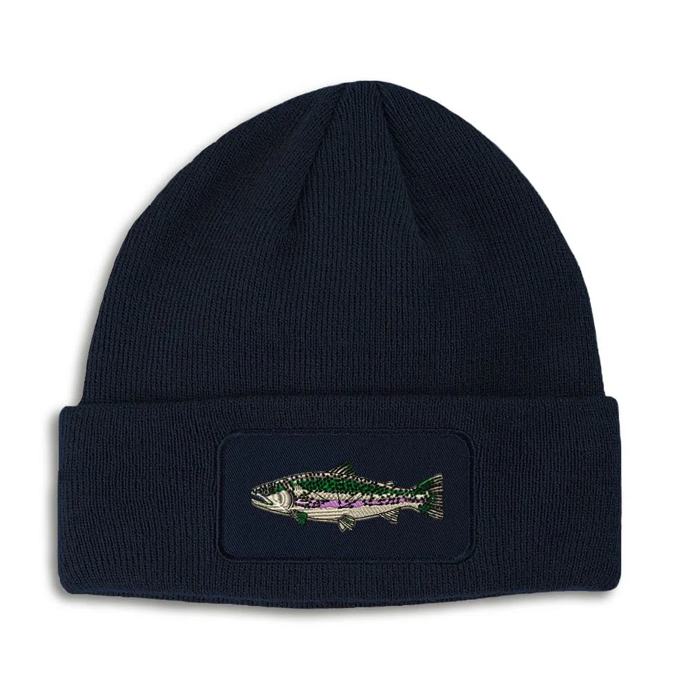 Gorro con parche personalizado con diseño de peces y truchas, para hombre y mujer