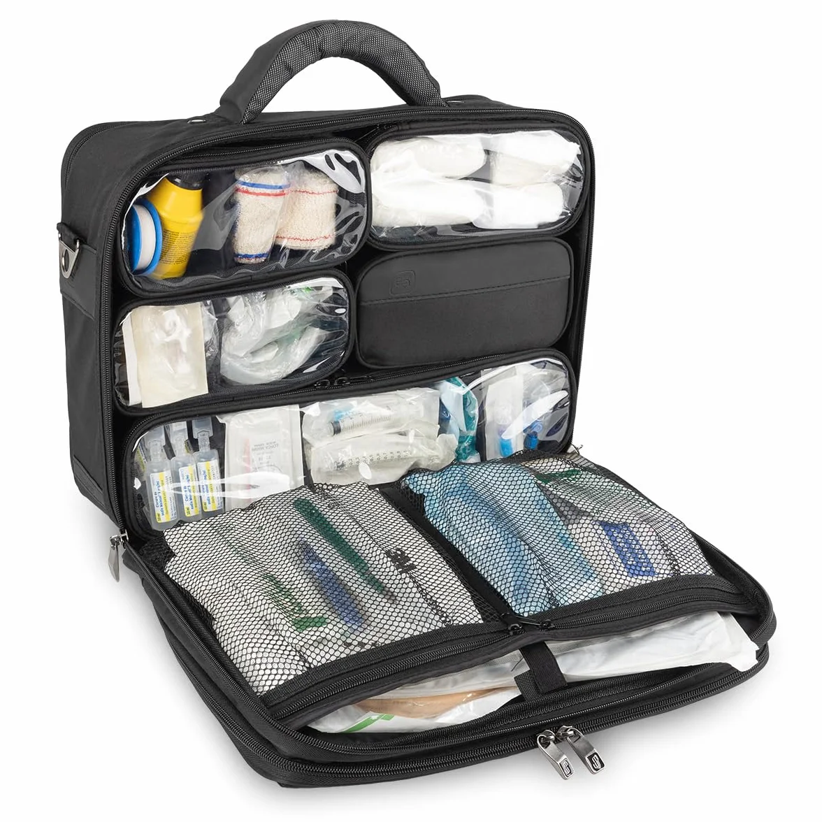 ELITE BAGS Doctor´S Bolsa del médico (Gris-Negro) | Sistema de transporte integrado y plegable; bolsillos modulares extraíbles, ampullarium