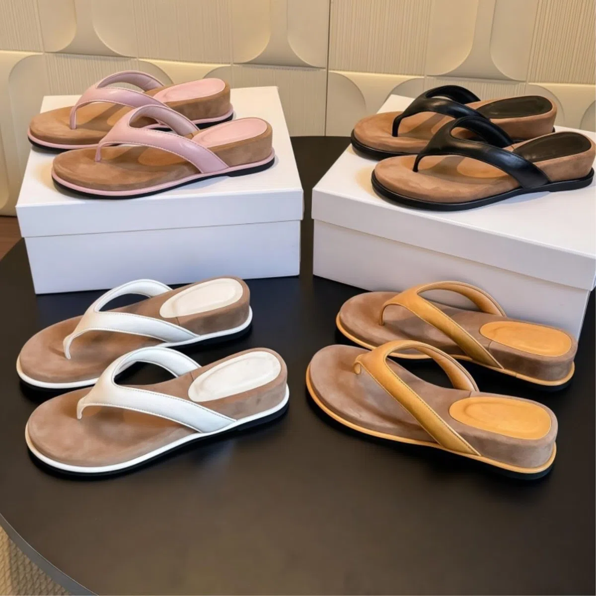 Chanclas Sandalias De Cuña Gamuza Las Mujeres con Soporte Arco, Plantilla Contornada Casuales, Zapatos Playa Antideslizantes Para-pink-36