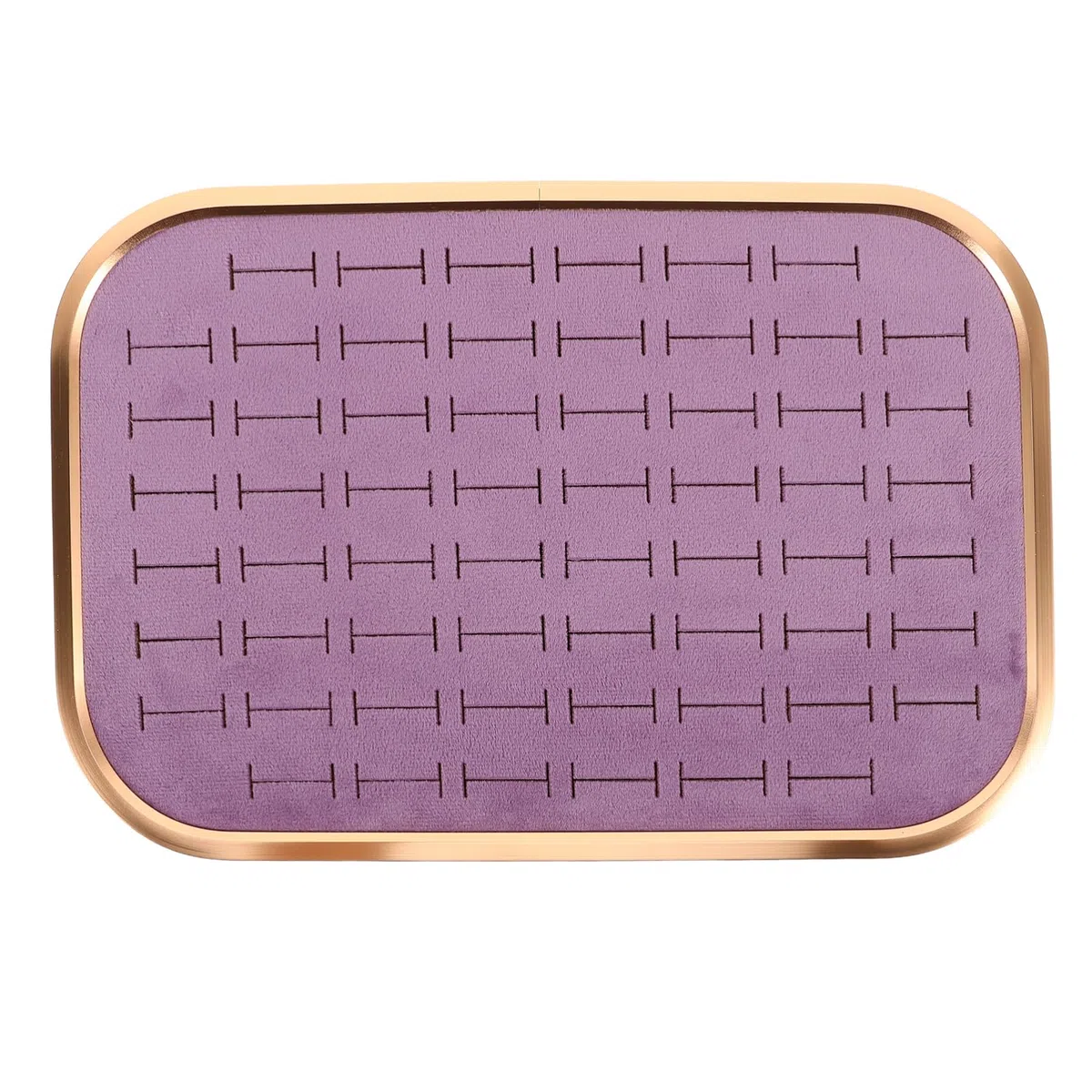 PartyKindom Organizador de Anillos Apilable de Terciopelo 60 Ranuras | Marco Rectangular de Aleación de Aluminio, Color Púrpura, Diseño Secciones para Pendientes y Colgantes