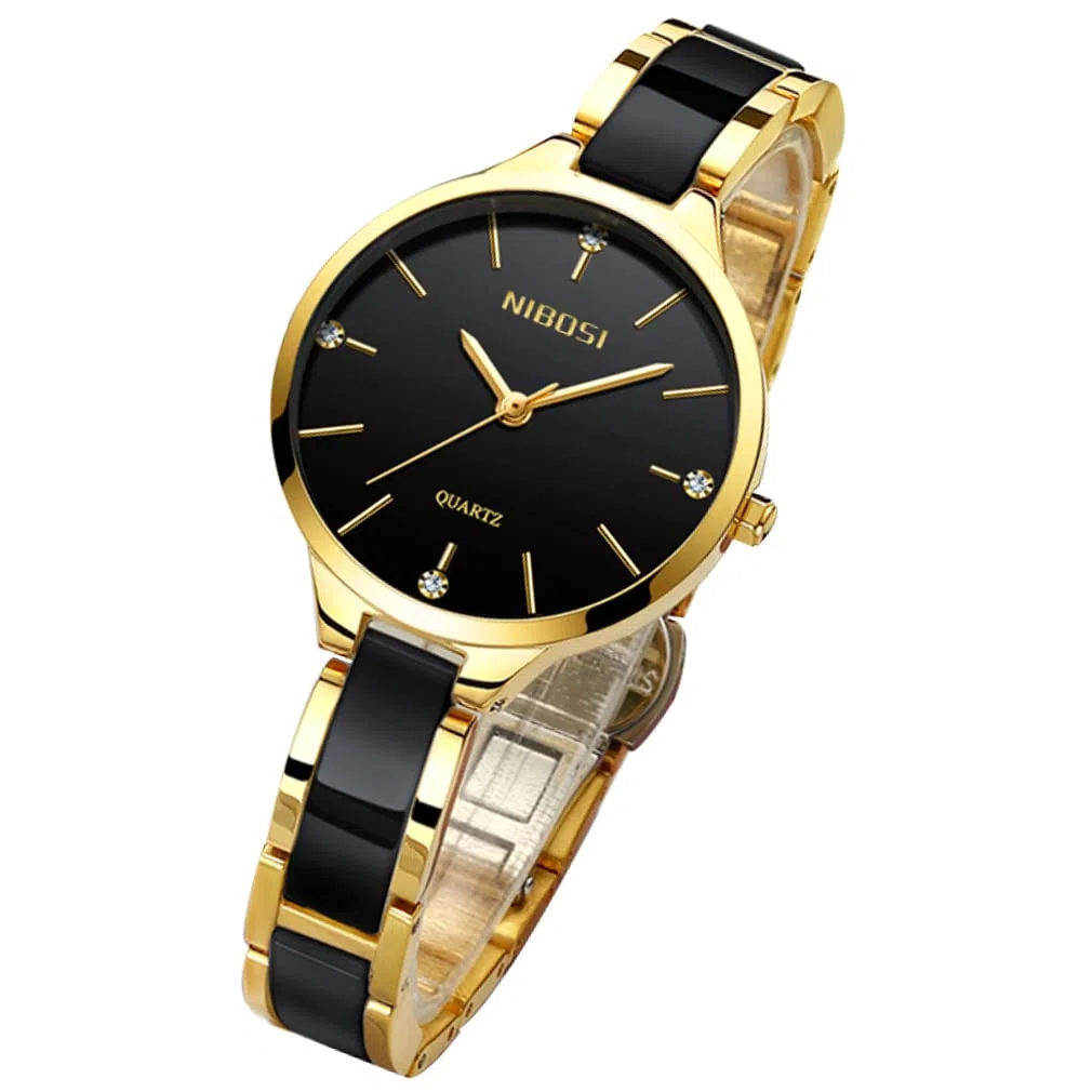 Relojes para mujer Diamond Luxury Gold Silver Señoras Femenino Clásico Moda Analógico Cuarzo Impermeable Reloj de Acero Inoxidable Luminoso Día Fecha Esposa Regalos Reloj de Pulsera NIBOSI