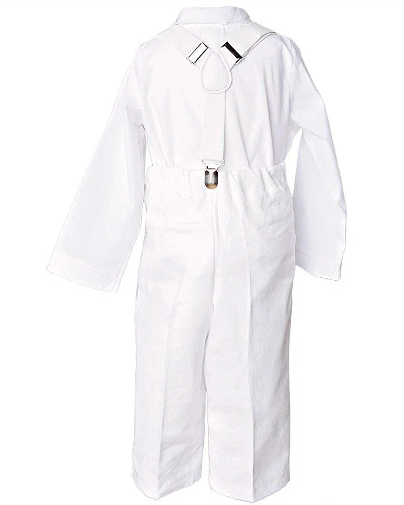Un pequeño niño Landen Baby Suspender bautizo traje de bautizo - blanco - 9 meses