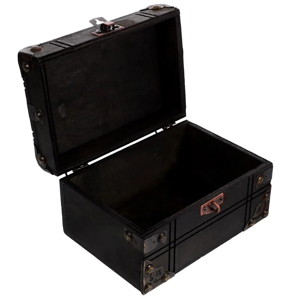 Caja de Almacenamiento Retro Caja de cofre del tesoro, caja joyería recuerdo madera, baratijas vintage(Style2)