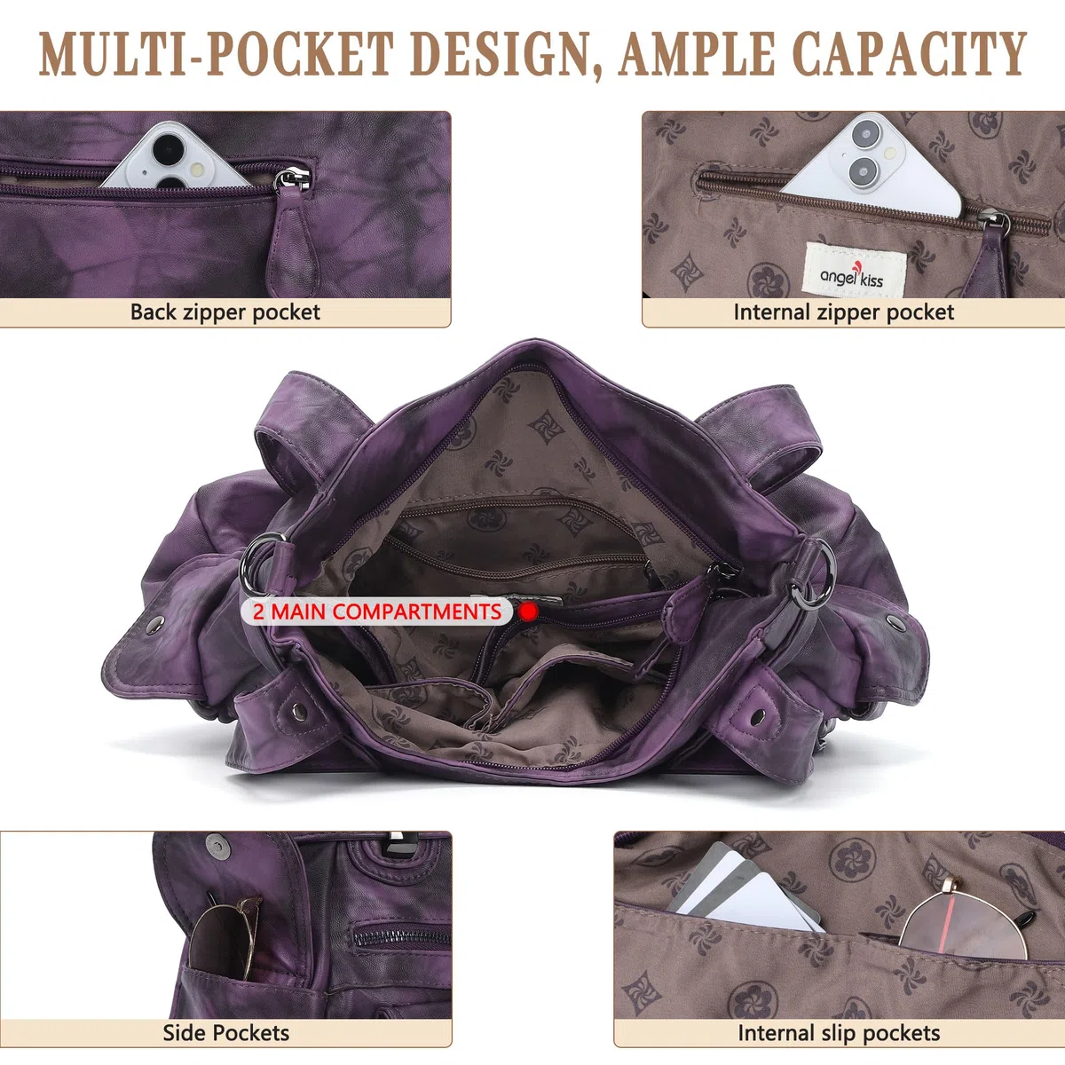 Angel Kiss Bolso de Mano para Mujer Bolsos Bandolera Bolso Hobo para Mujer Bolsos Bandolera Bolsos con Borla