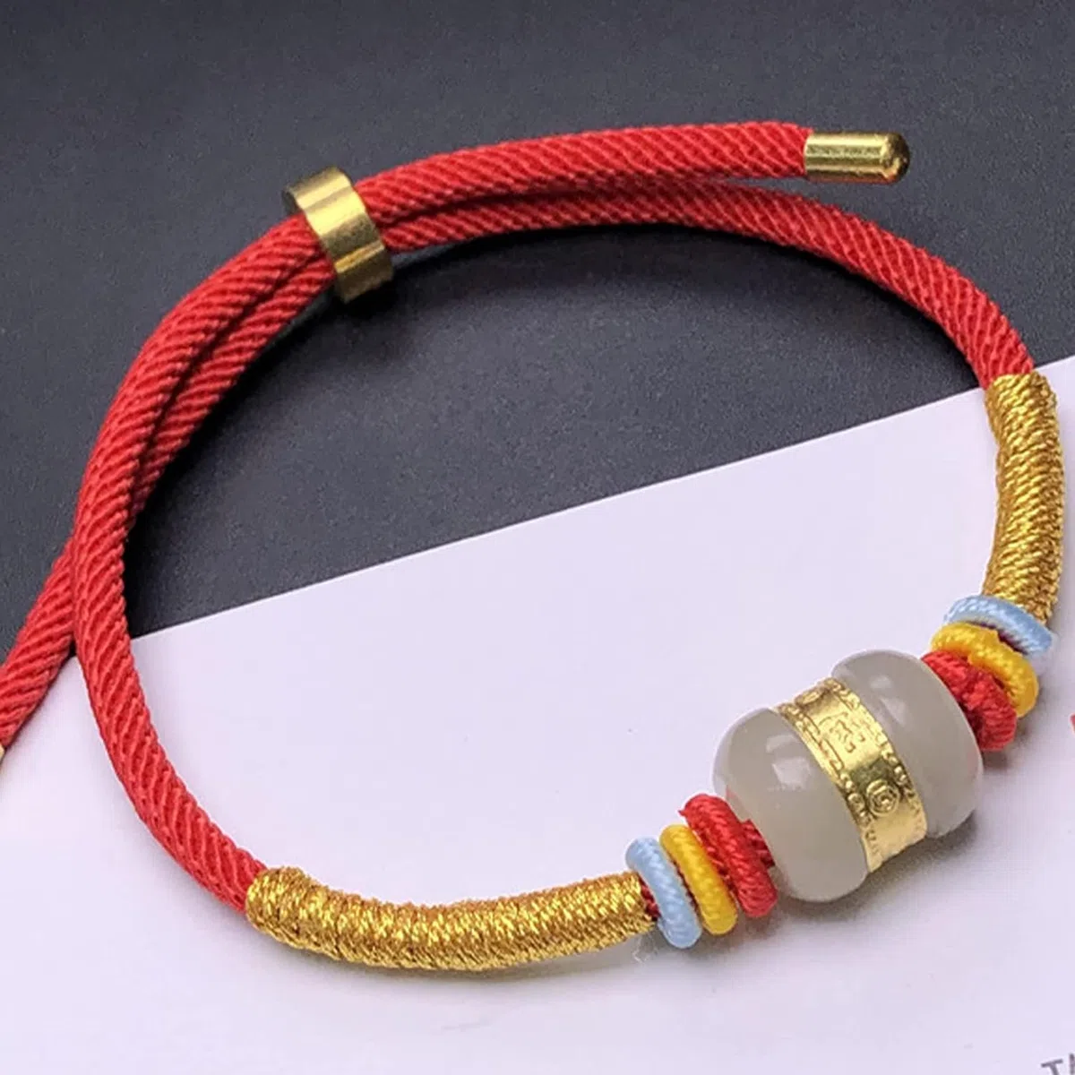Pulsera de Riqueza Feng Shui, Pulsera de Cuentas de Jade, Pulsera Natural SS, Pulsera con Amuleto de la Suerte para Mujeres, Hombres, Pulsera de Hilo Rojo, Cristal para atraer Riqueza, DIN