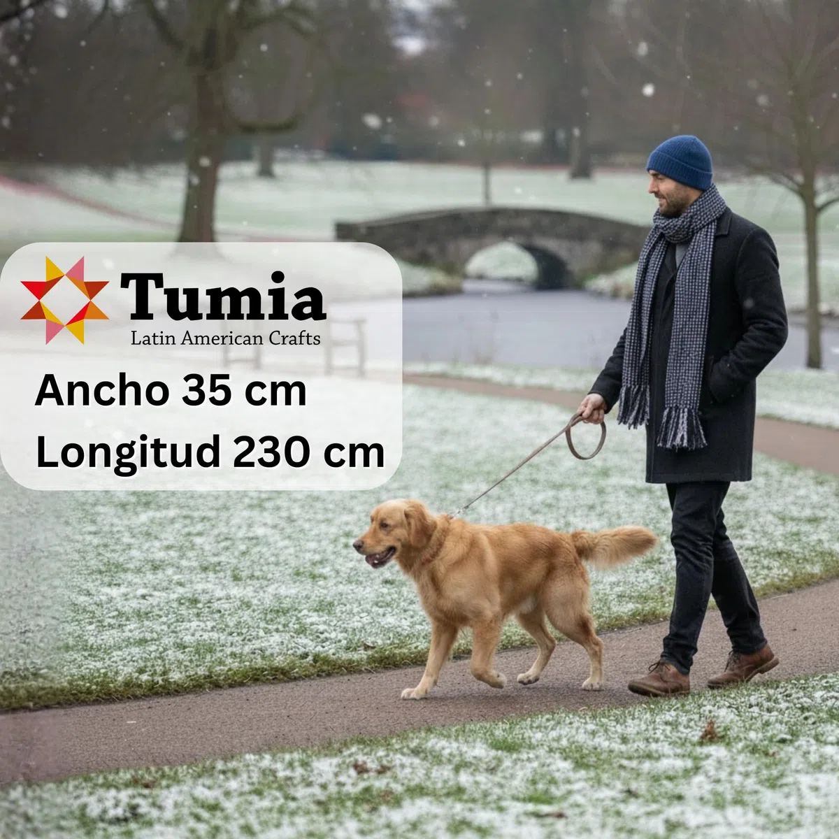 Tumia LAC - Bufanda Extra Larga y Gruesa a Rayas - Hecha a Mano y Muy cálida - Unisex