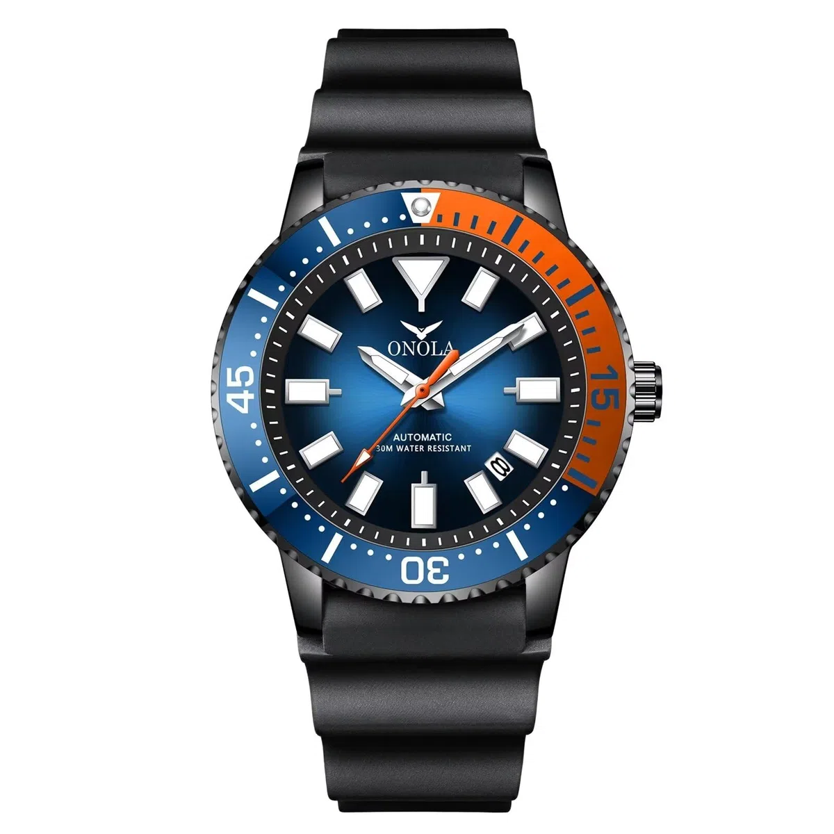 Reloj de pulsera mecánico para hombre, correa de silicona, analógico, visualización de fecha, relojes automáticos de negocios, resistente al agua