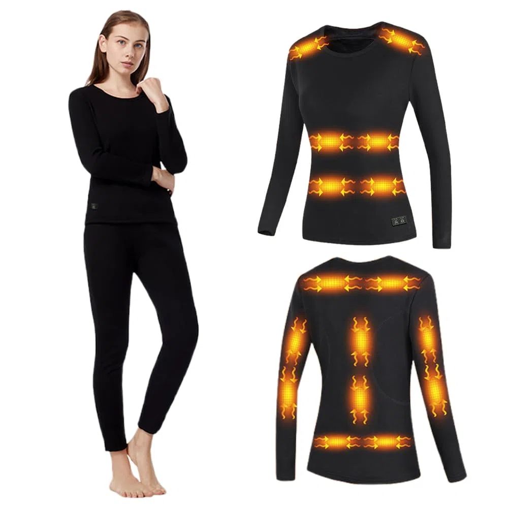 Camiseta térmica Femenina con 16 Zonas de calefacción y Doble Interruptor, Ideal para Esquiar y Acampar.