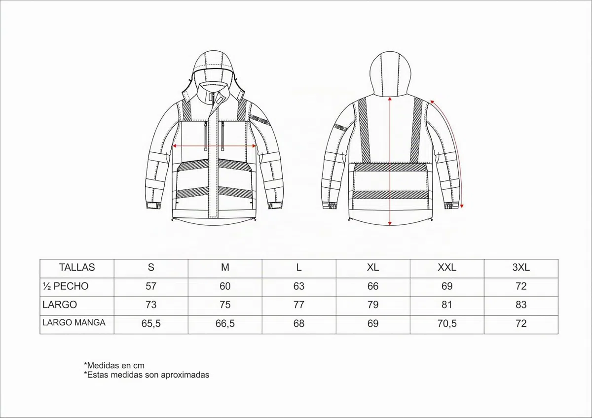 WORKTEAM Parka Acolchada Alta Visibilidad, Cintas Reflectantes Segmentadas, Cuello Alto con Capucha Ajustable, impermeable Clase 2, Unisex