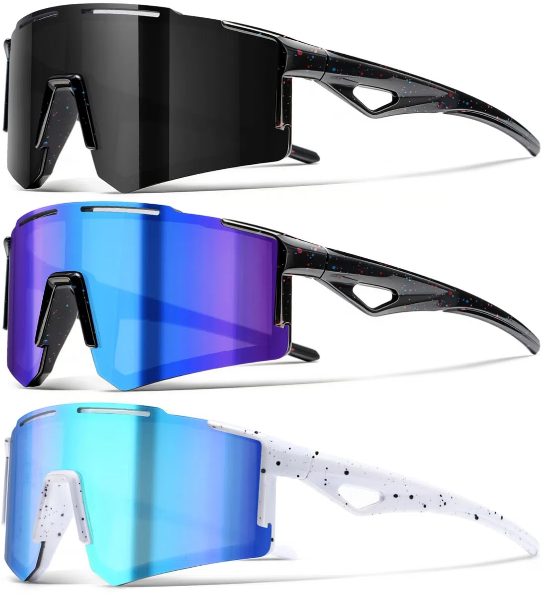 Paquete de 3 lentes de sol para niños y niñas, gafas de sol de béisbol para niños y niñas, softball, ciclismo, deportes, protección UV400