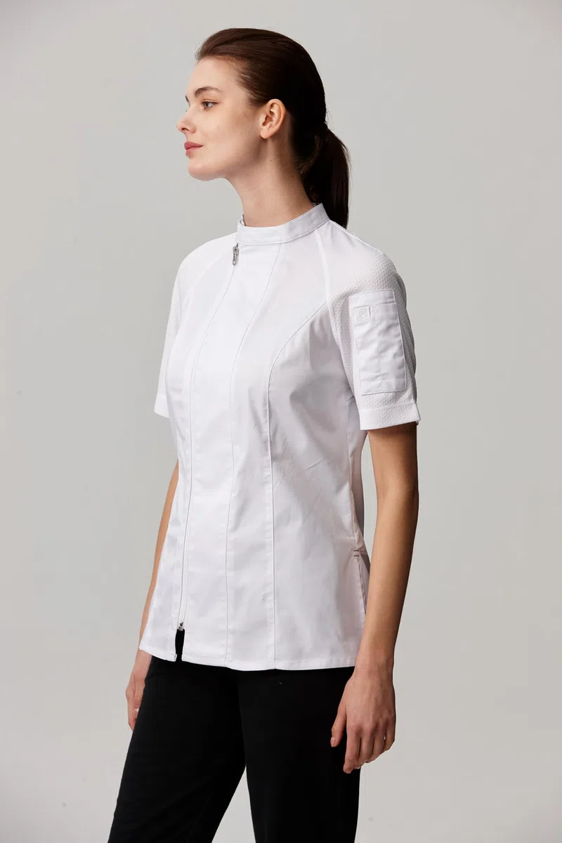 Chaqueta de cocina para chef (manga corta, transpirable, 28151W)