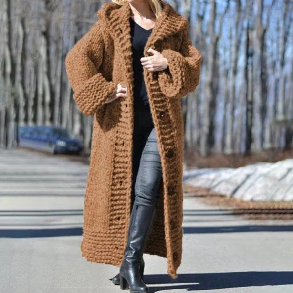 Cardigan Mujer Verano Largo Cárdigan De Manga Larga Con Capucha Color Liso Para Mujer Chaqueta Punto Suelto Chaquetas Verano Basicas Rebeca Negra Lana Abrigo Azul Celeste Cardigan Largo