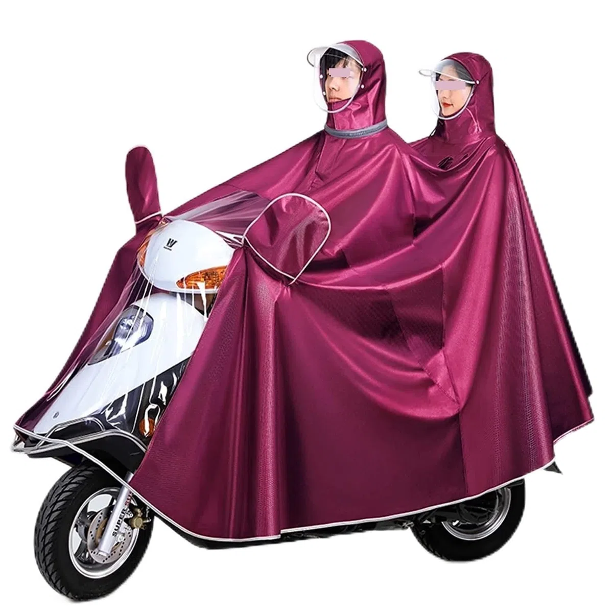 Funda de Lluvia, Cubierta de Lluvia for Silla de Ruedas con Capucha for Lluvia, Impermeable for Ciclismo de Doble Uso y Doble Uso Individual for Bicicleta(Red,M)