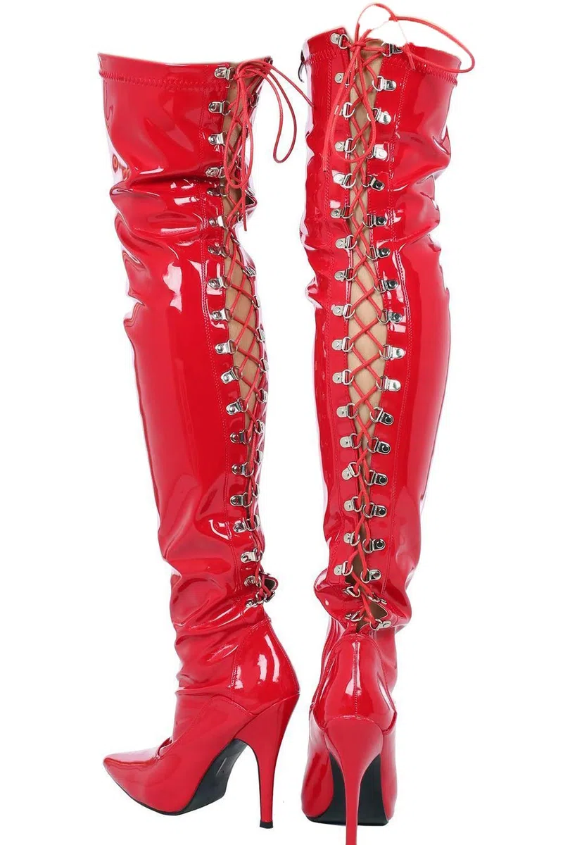 Gizelle Botas Por Encima de La Rodilla Con Cordones En La Espalda Bota sobre la rodillaMujer