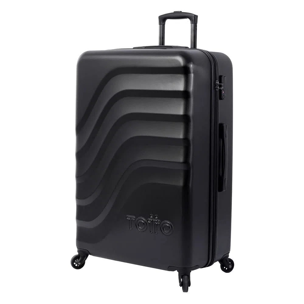 TOTTO - Maleta Rígida Grande, Modelo Bazy, 51.8 x 78.8 x 30 cm, Capacidad 120 L, Alta Resistencia a Impactos, Ruedas 360º, Manija Telescópica, Correas de Compresión Internas, Candado TSA, Color Negro