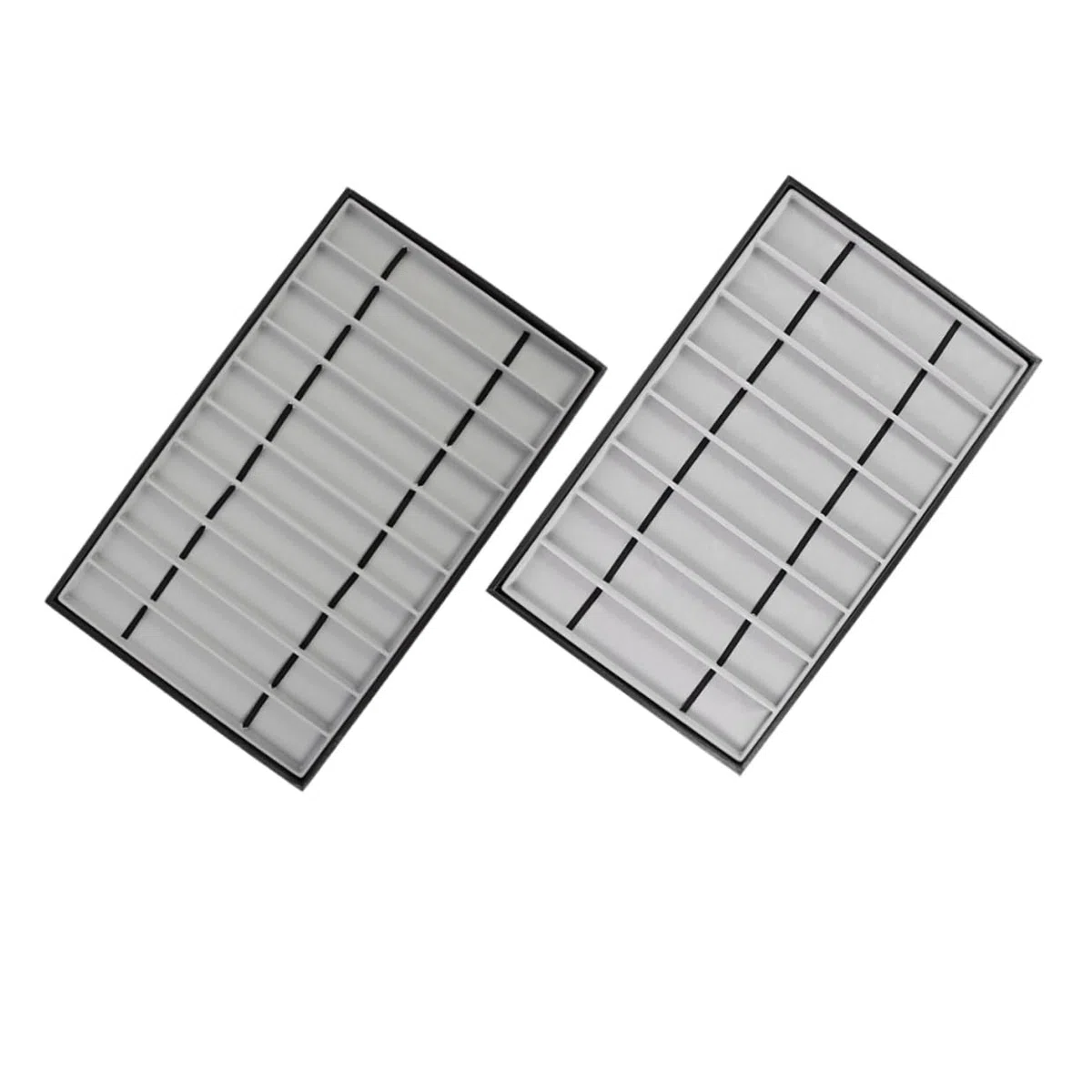 Hohopeti Bandeja de Almacenamiento Rectangular en Mdf y Cuero Negro 2 Piezas Multifuncional para Correas de Reloj para Uso Hogar
