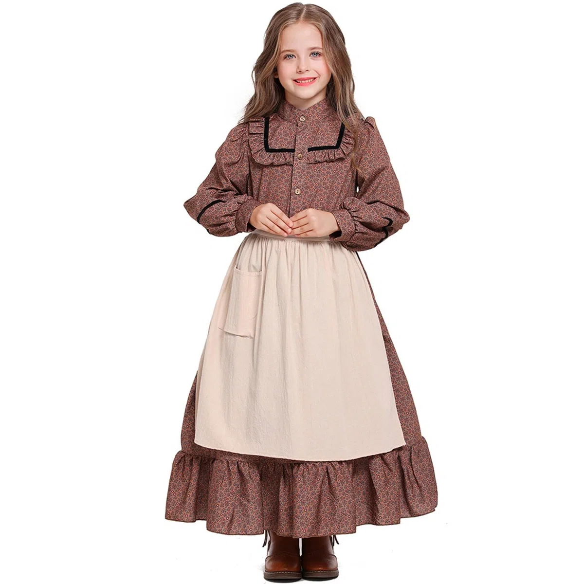 Generisch Vestido largo de niña con estampado floral para el día a día, fiestas, ocasiones informales, cómodo vestido de verano en estilo estampado, ideal para la escuela, excursiones o eventos