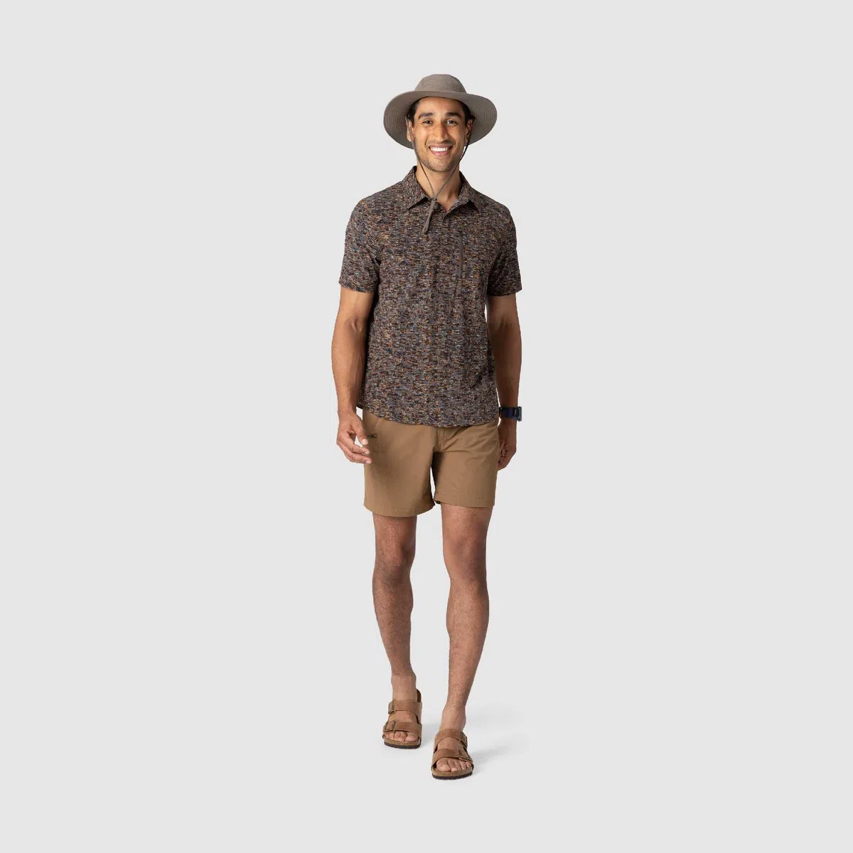 Outdoor Research Astroman - Camiseta de manga corta para hombre, ligera, UPF 30+, con botones a presión, transpirable y elástica