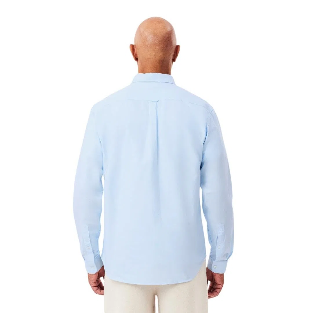 Lacoste Camisa Oxford de Manga Larga con Botones Y Ajuste Regular Camisa Hombre
