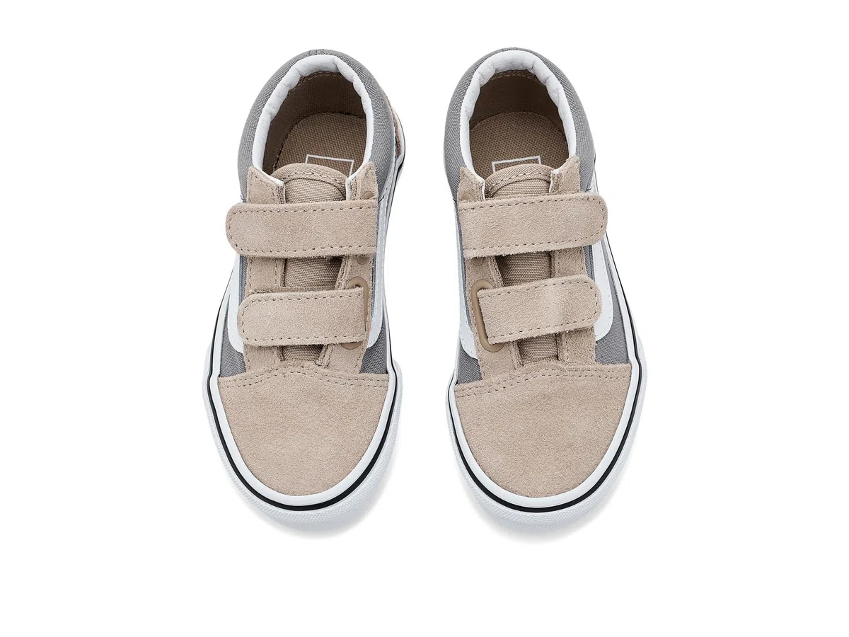 Vans Old SKOOL V CRW85T1 Gray Grigio Scarpe Bambino Sneakers Strappi