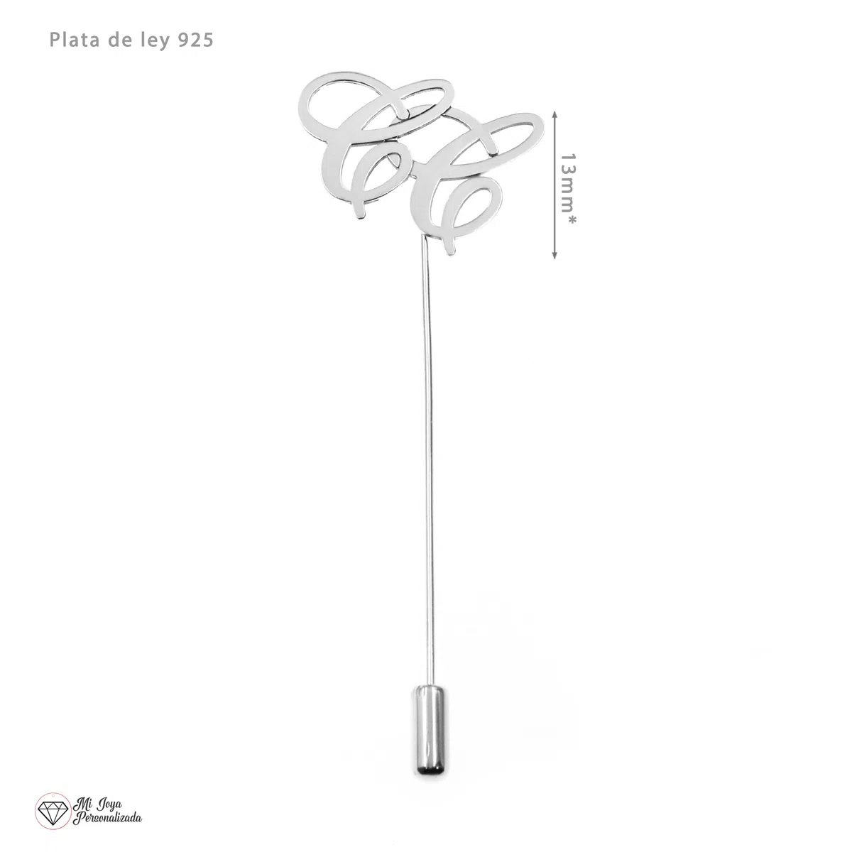 Alfiler de Solapa Personalizado con Iniciales en Plata de Ley 925 – Accesorio Elegante para Traje, Boda y Eventos – Regalo Original para Novio