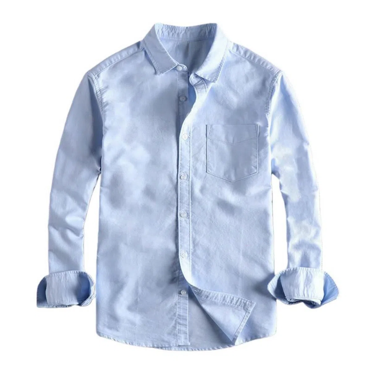 Camisa de manga larga para hombre, de algodón Oxford lavado, con bolsillo mínimo, para primavera y otoño
