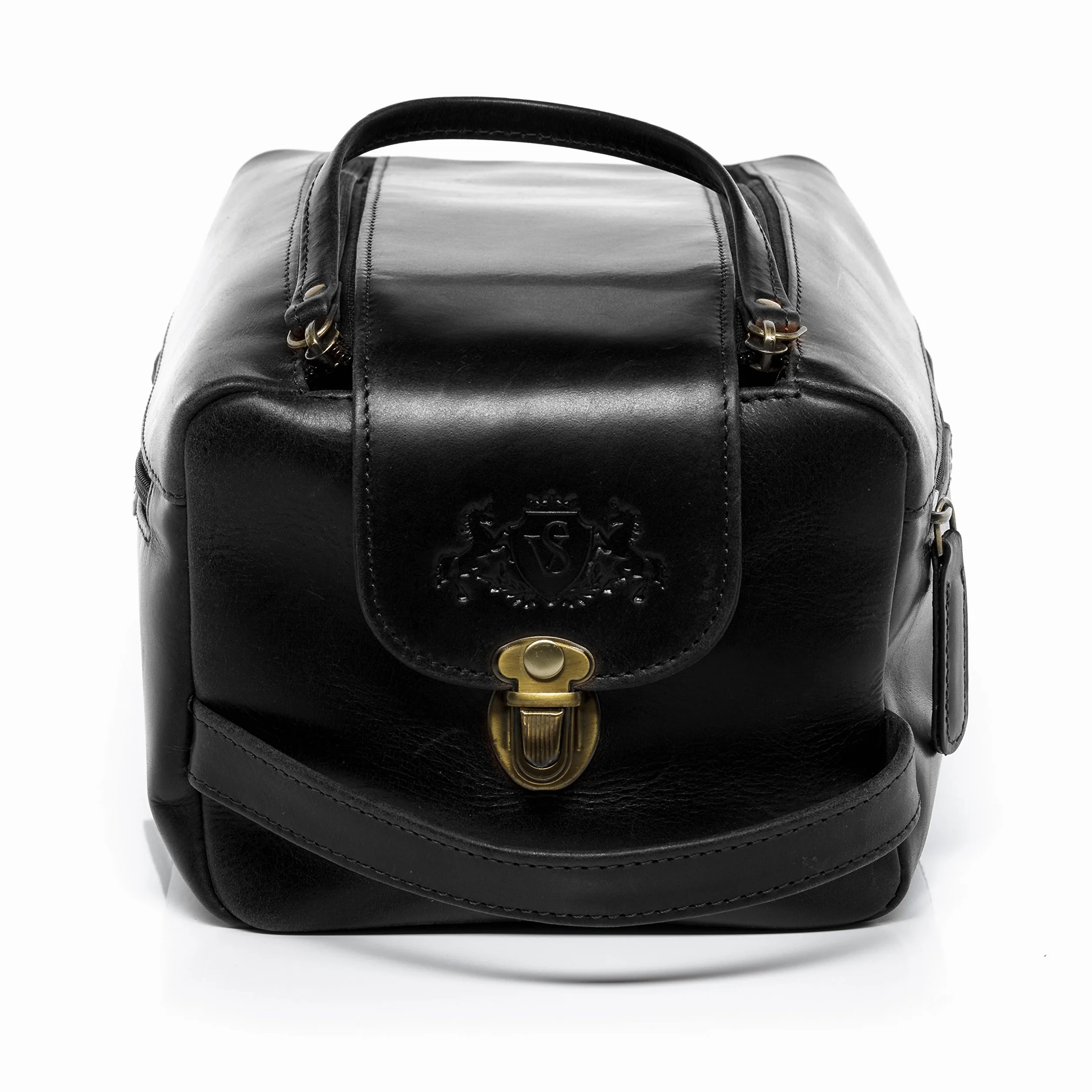 SID & VAIN Neceser Hombre Grande Cuero I Neceseres de Viaje I Bolsa de Aseo Bristol Negro Hecho a Mano