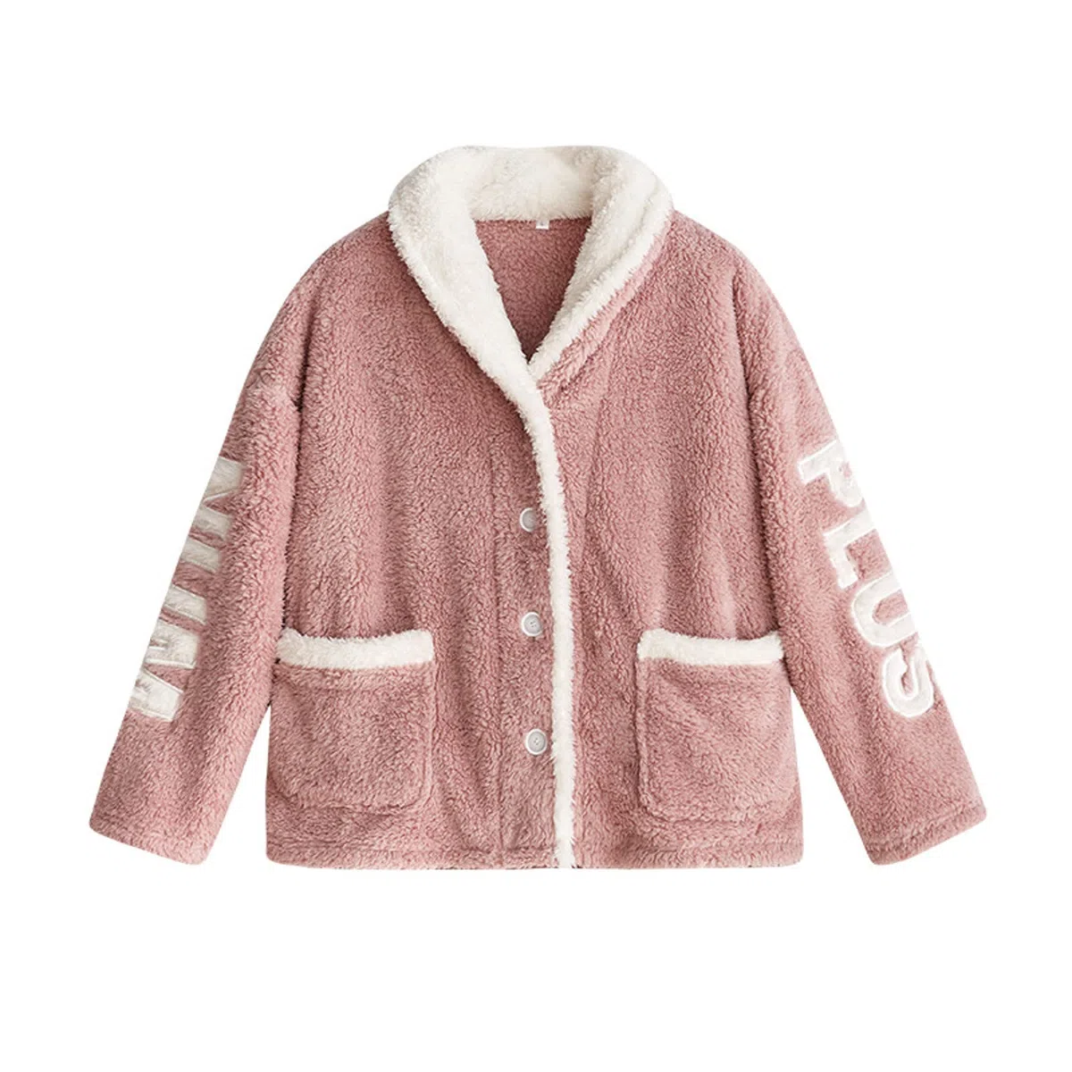 Conjunto de pijama mullido y ligero para mujer, conjunto de pijama de forro polar, algodón suave, cómodo, sólido, con botones, cálido, para invierno, otoño, acogedor, cómodo, conjunto de pijama