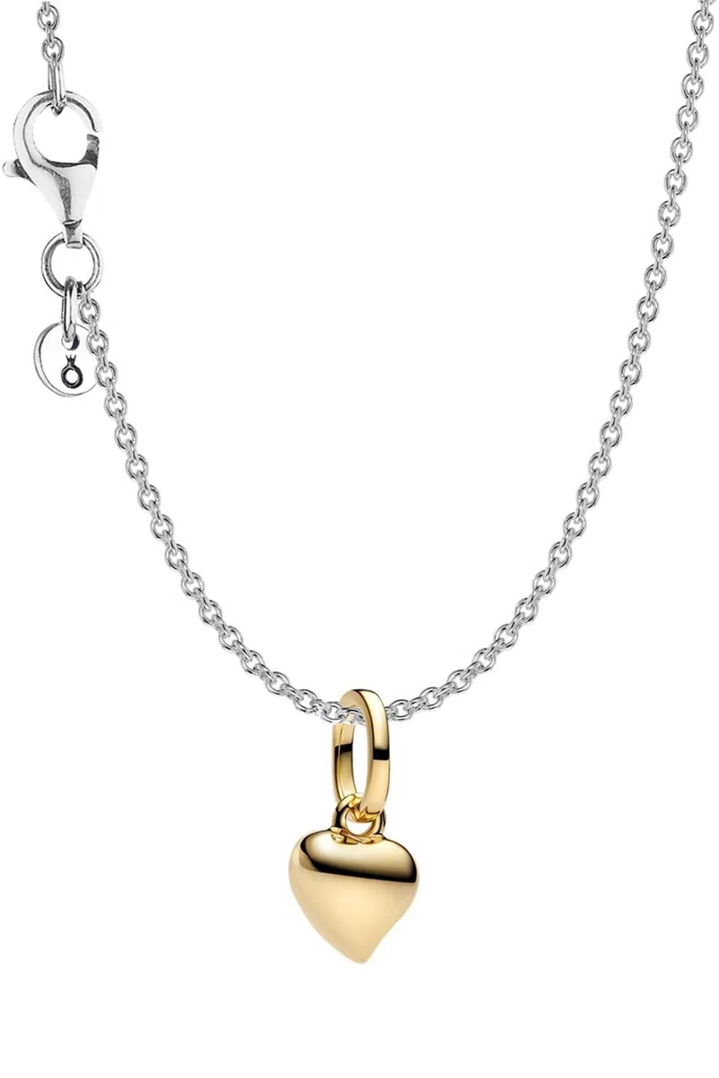 PANDORA Conjunto de joyería para mujer: collar con mini colgante de corazón, color dorado, ideal como regalo romántico 28190 | Joyería de corazón para mujer con cadena y colgante, regalo romántico