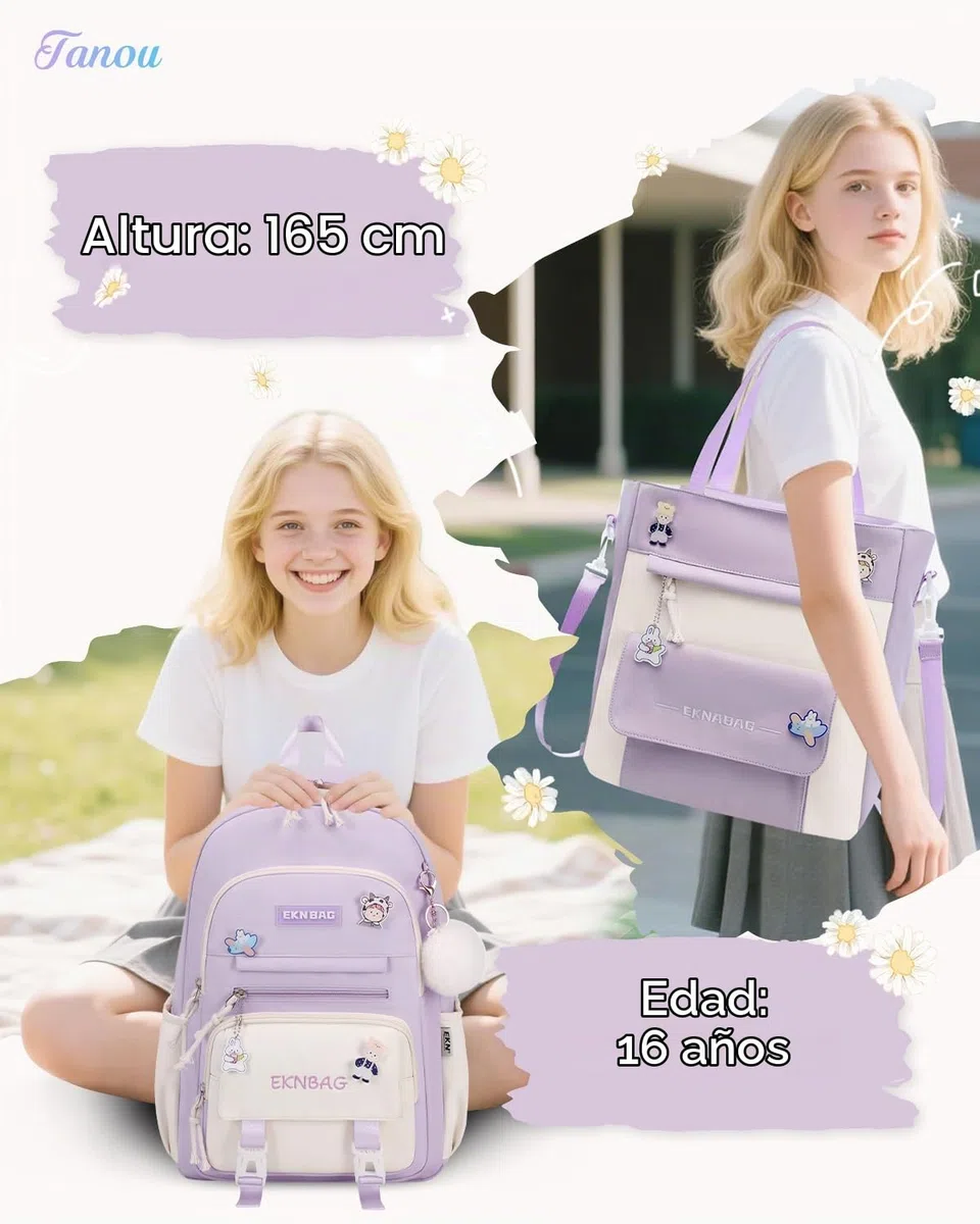 Tanou Mochilas Escolares Niña, Juego de Mochila Colegio Adolescente Chica