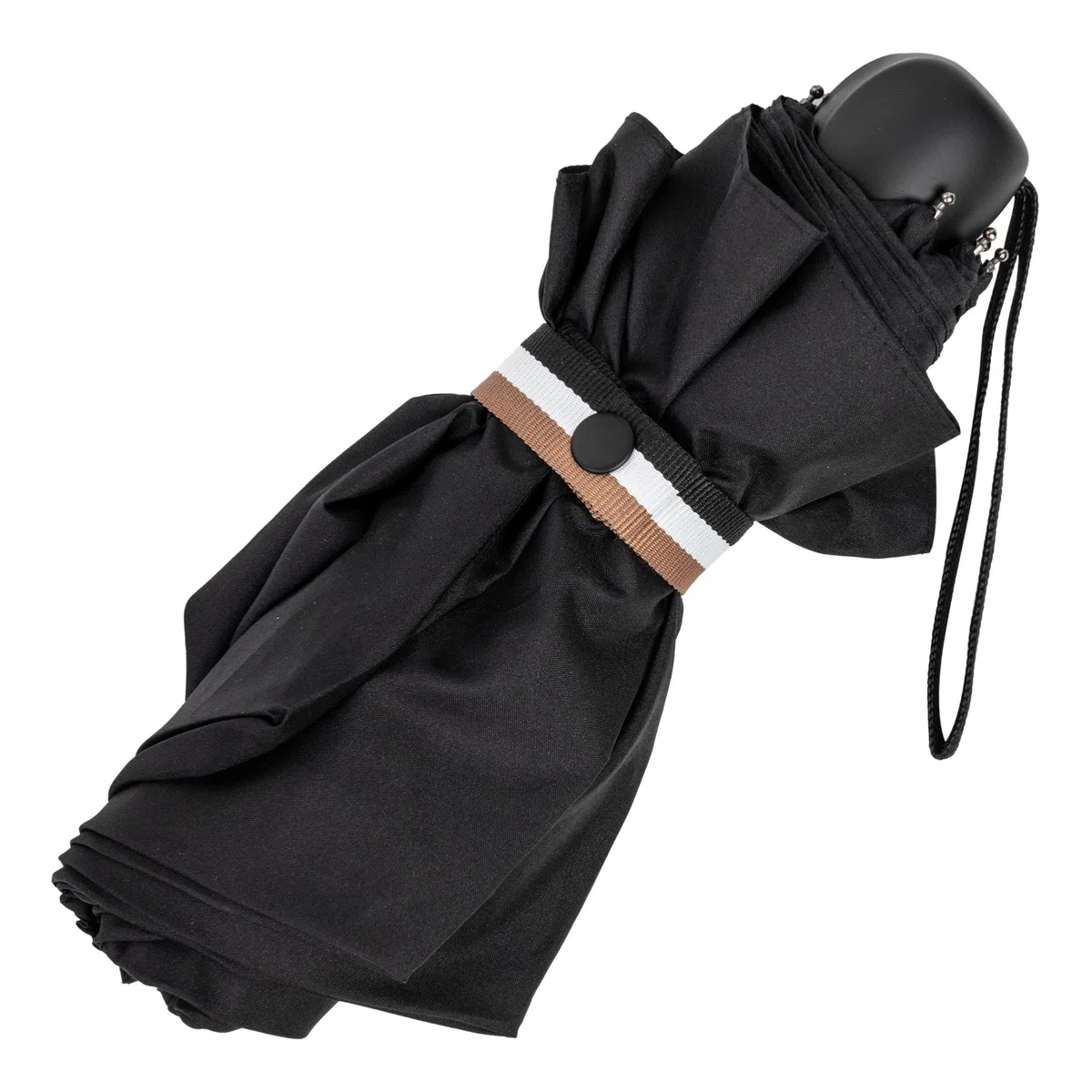 HUGO BOSS Iconic HUG321A - Paraguas de bolsillo (poliéster, tamaño abierto: longitud aprox. 56 cm, diámetro: 90 cm), Negro, Klein, Iconic