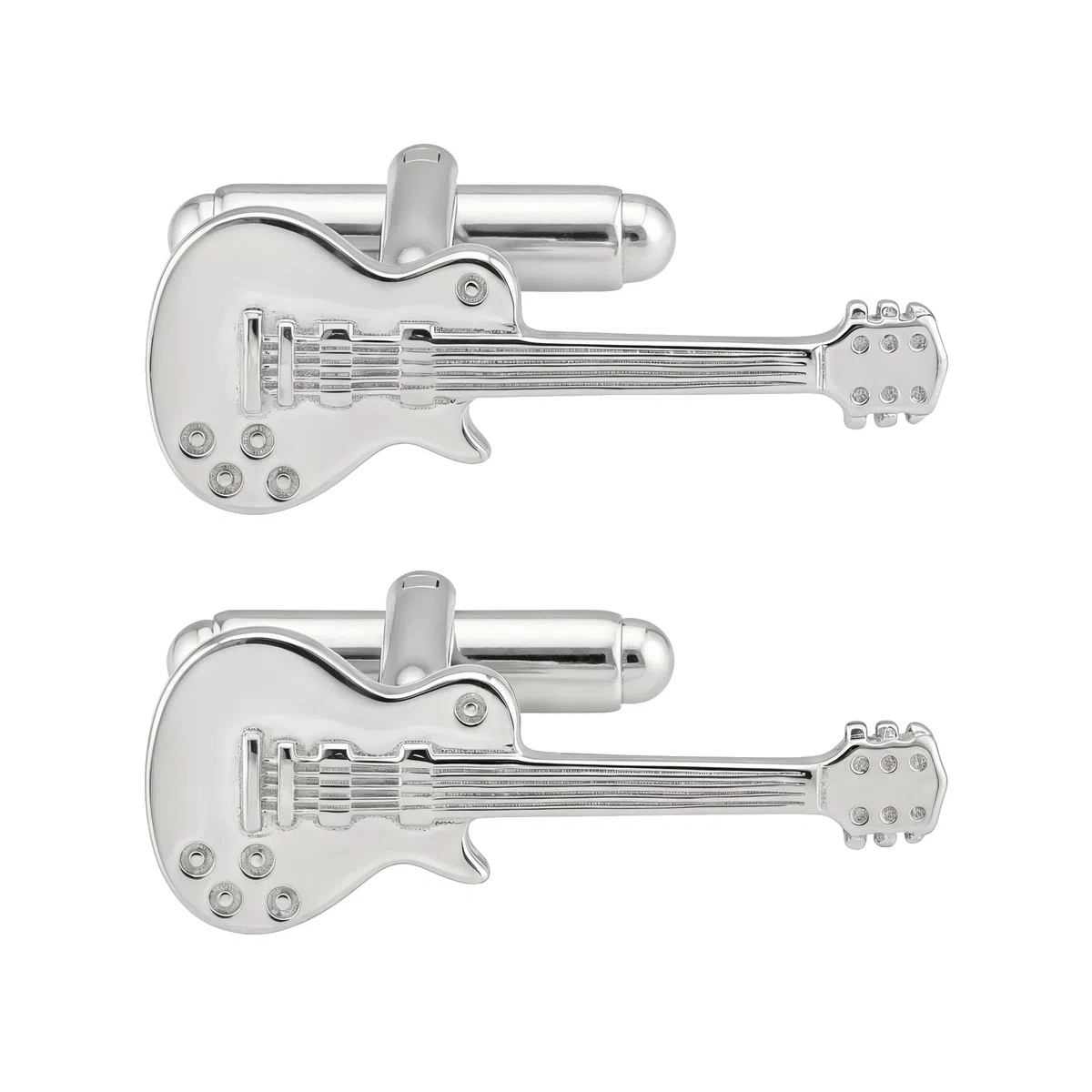 Alexander Castle Gemelos de plata de ley 925 con diseño de guitarra, gemelos novedosos para hombre con caja de regalo de joyería, regalos de música para hombres, Plata de ley, sin piedra