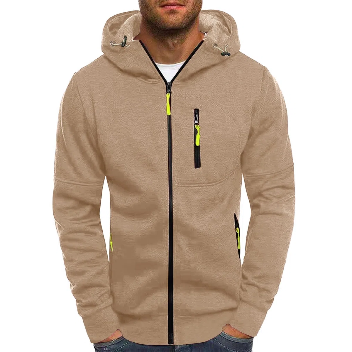 Sudadera para hombre con capucha, sudadera con capucha, manga larga, informal, sudadera con capucha, sudadera con capucha, con cremallera, sudadera básica, chaqueta de entretiempo, monocolor, M-3XL