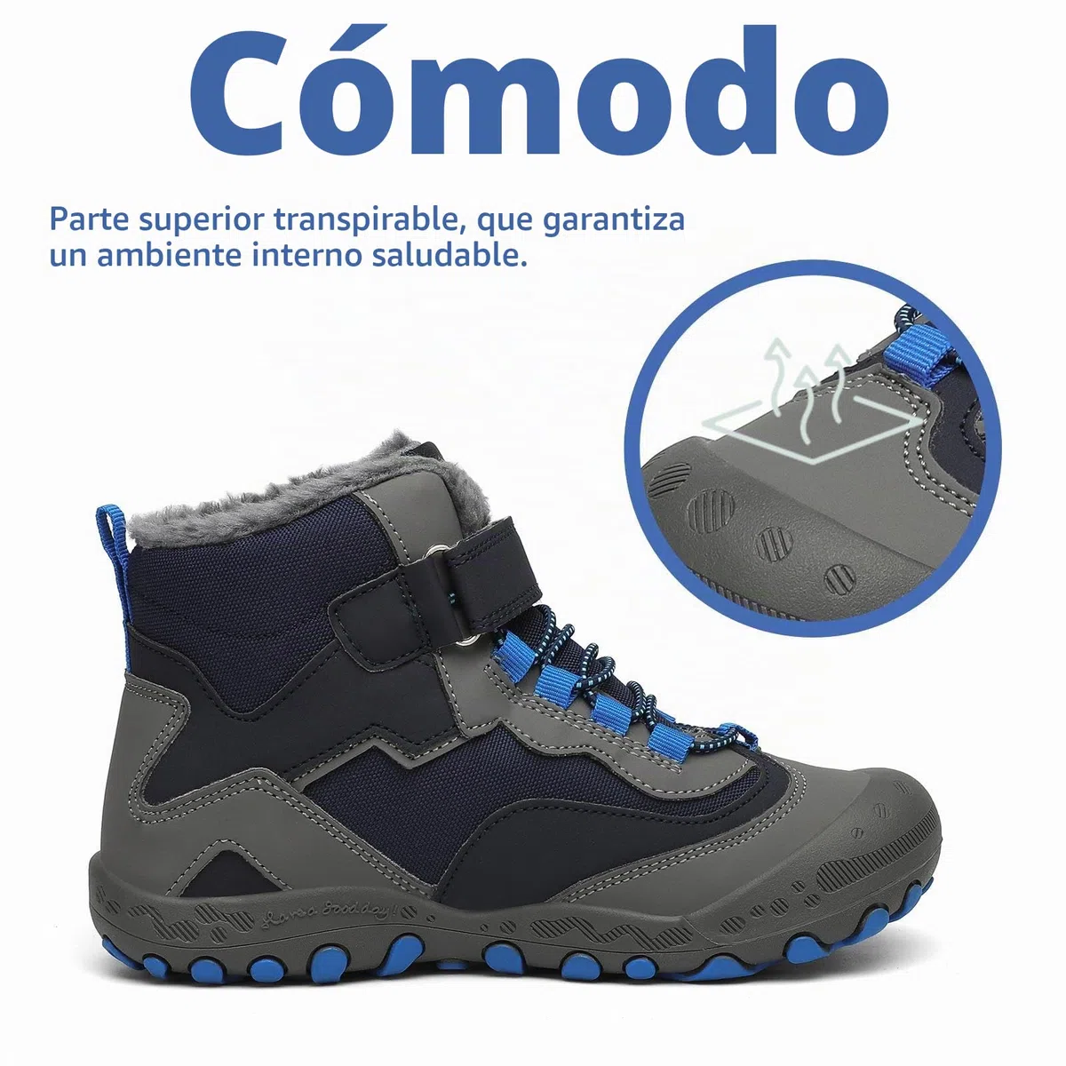 Mishansha Botas de Nieve Niño Botas Antideslizantes, Azul 31 | Forro cálido, cierre de autollenado, puntera reforzada, suela con dibujo, colegio, paseos, nieve