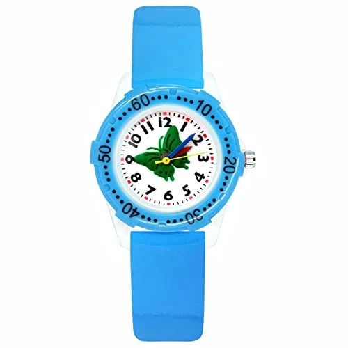 Reloj de niña Moda Lindo Bonito Estilo de Mariposa de Dibujos Animados Estudiante Niñas Niños Relojes de Pulsera de Cuero de Cuarzo Reloj Relojes para niñas (Color : Pink)