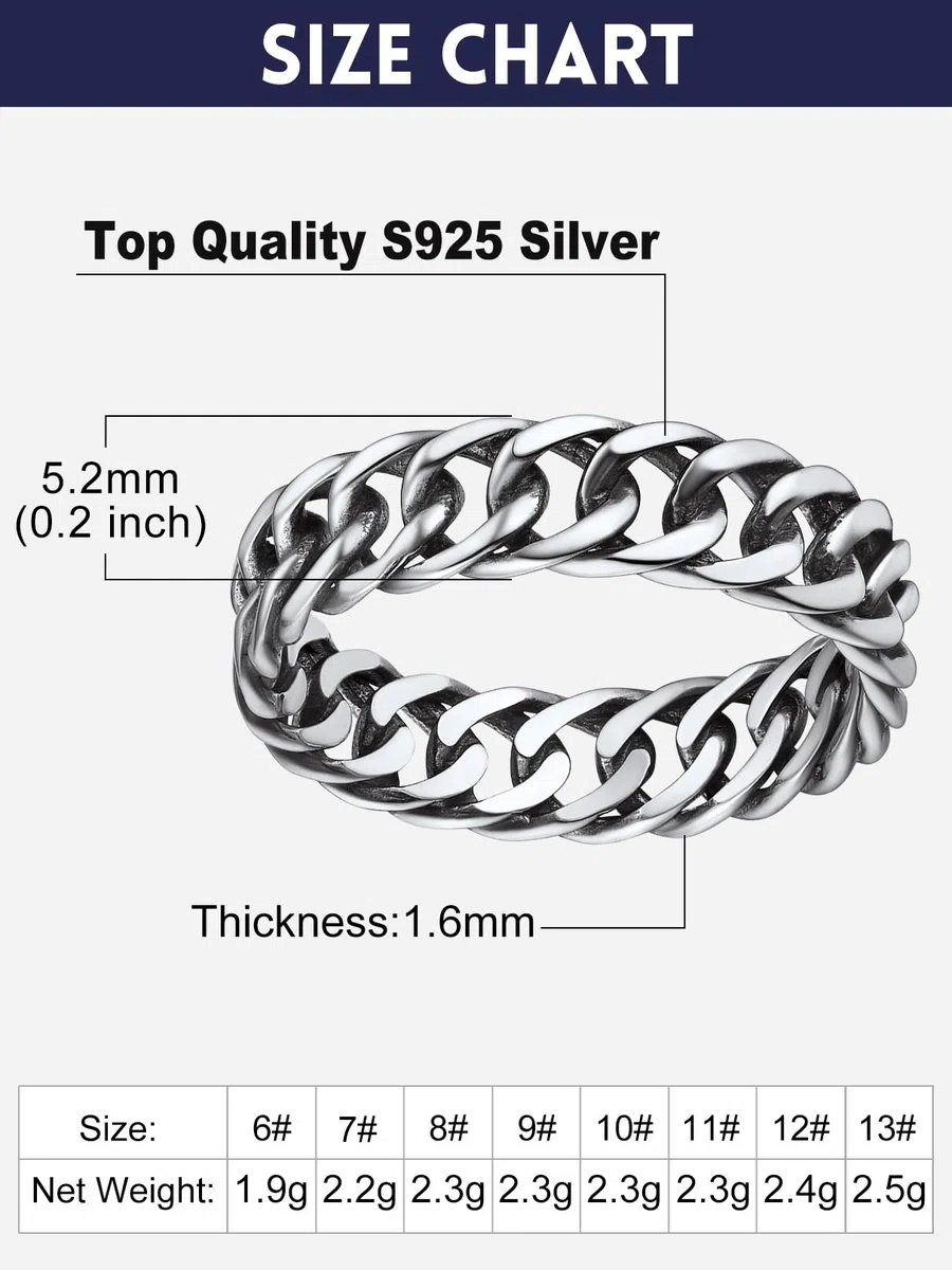 Bandmax Anillo Plata Cadenas de Mujeres Anillo Dedos Compromiso Boda Talla 52mm - 69mm