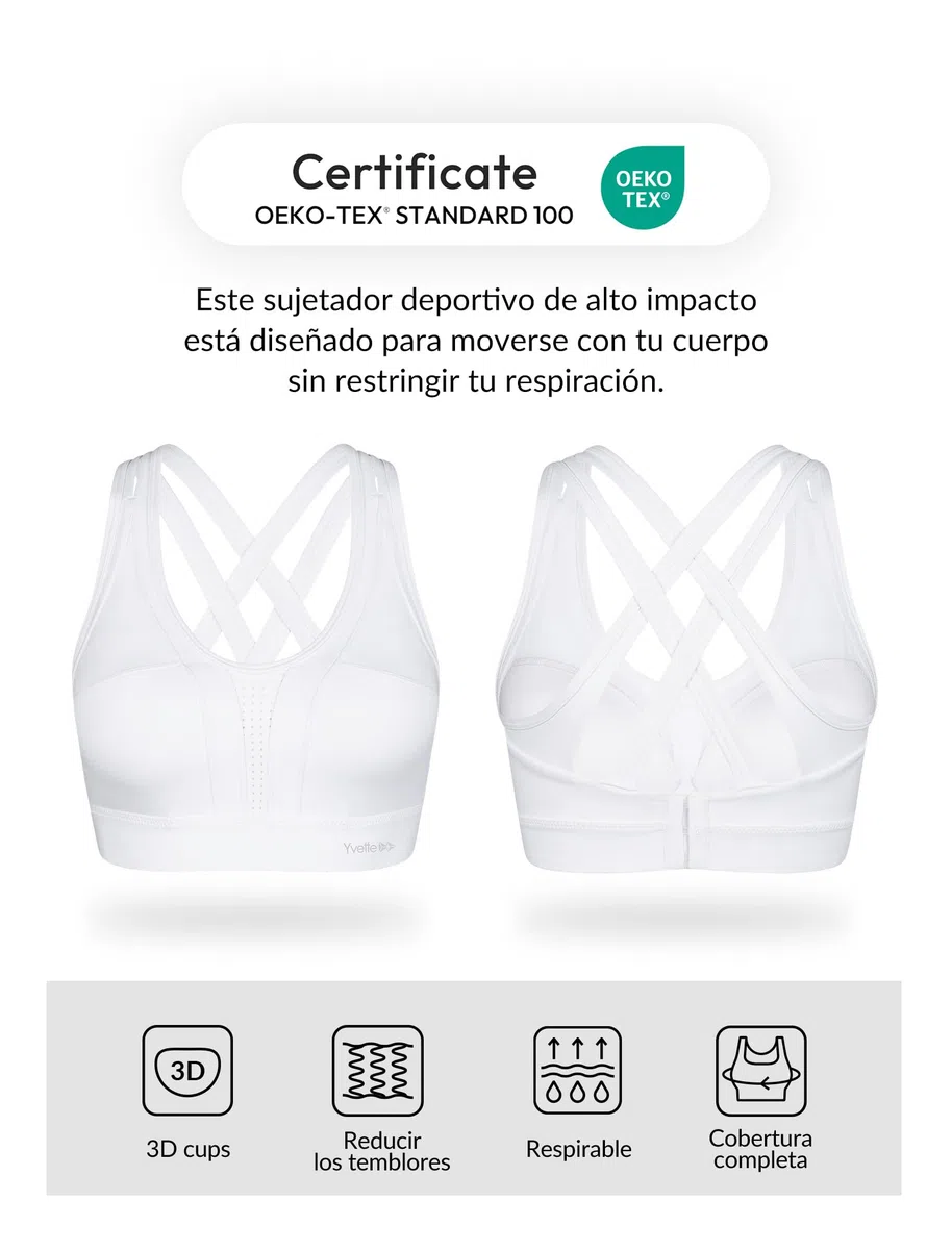 Yvette Sujetador Deportivo Soporte Fuerte Acolchado Espalda Cruzada Pechos Grandes Correr Fitness Yoga Sujetador