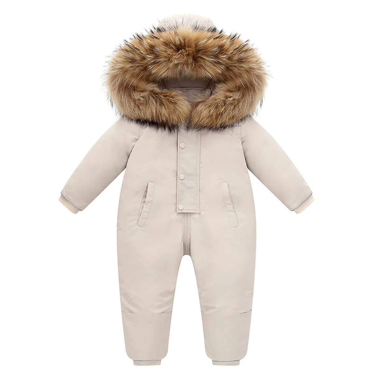 Jueshanzj Traje de una sola pieza para niños hombres y mujeres traje de esquí de plumón traje de una sola pieza 1-6 años engrosado, blanco, 120 cm