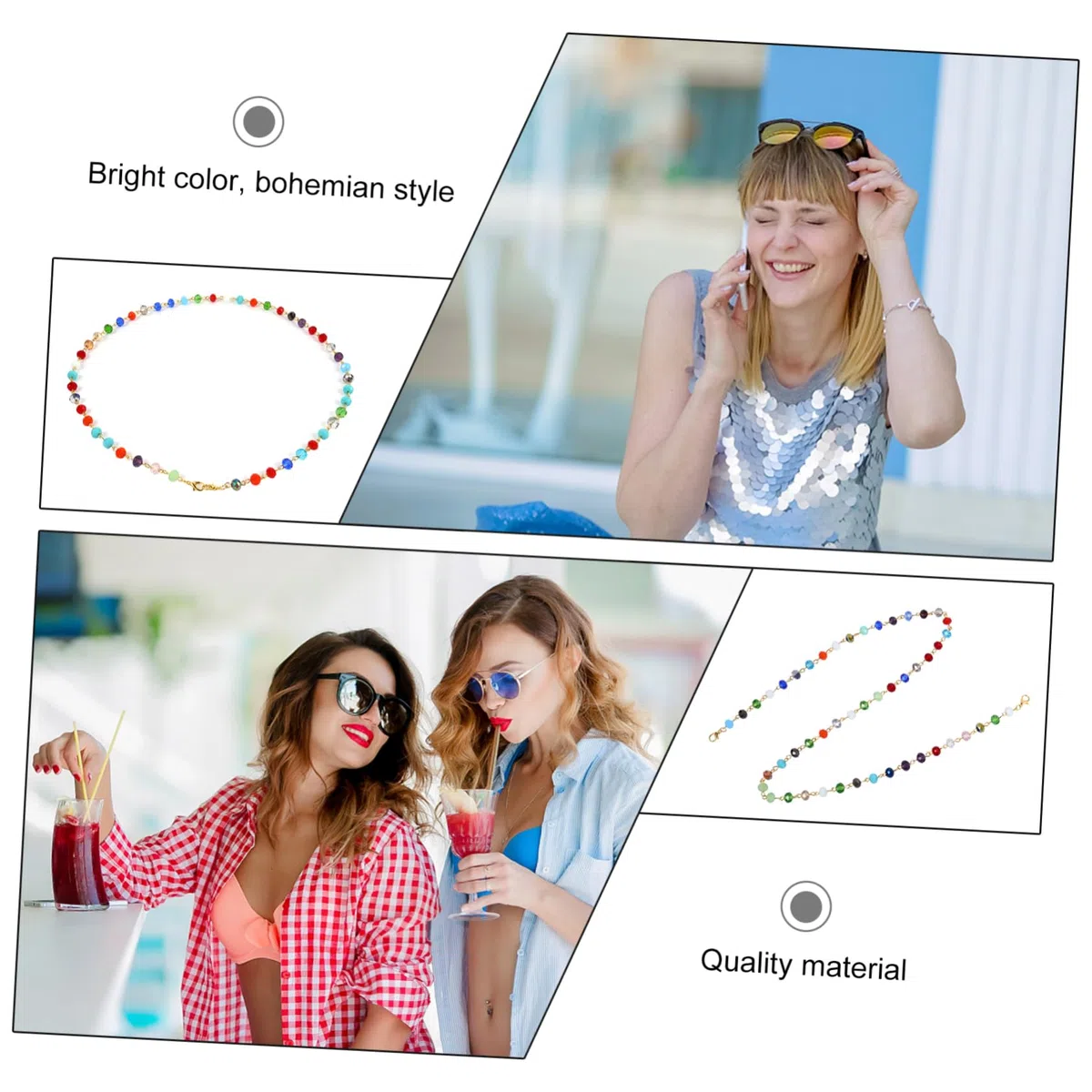 SHERCHPRY 4 Uds Collar De Cuentas De Cristal Un Collar Gafas De Sol Collares Máscaras Gafas Decoración Gafas Cuerda Práctica