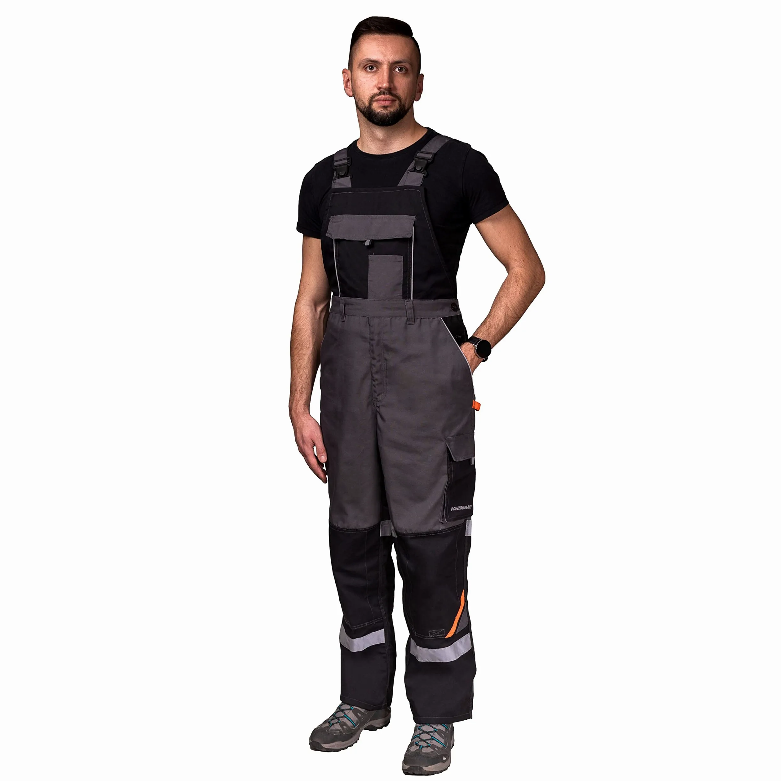 Babero y Brace Monos Dungaree Hombres Hi Vis Pantalones reflectantes Con Rodilleras Chaqueta Disponible Perfecto Para Trabajar Mecánico Pisos Trades