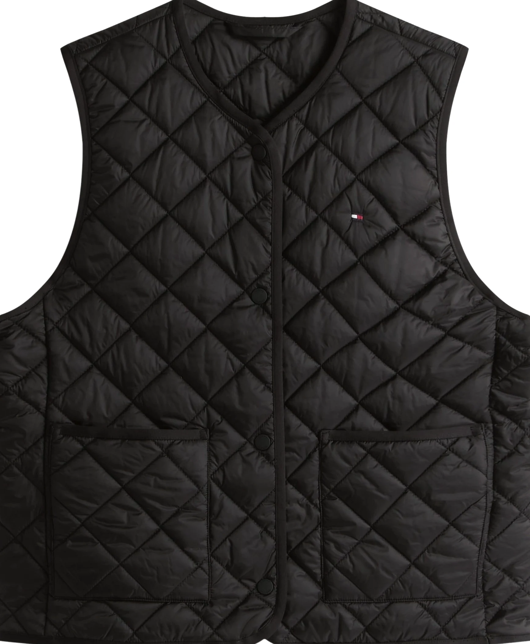 Tommy Hilfiger Chaleco Mujer Padded Quilted Chaleco acolchado, Negro (Black), L