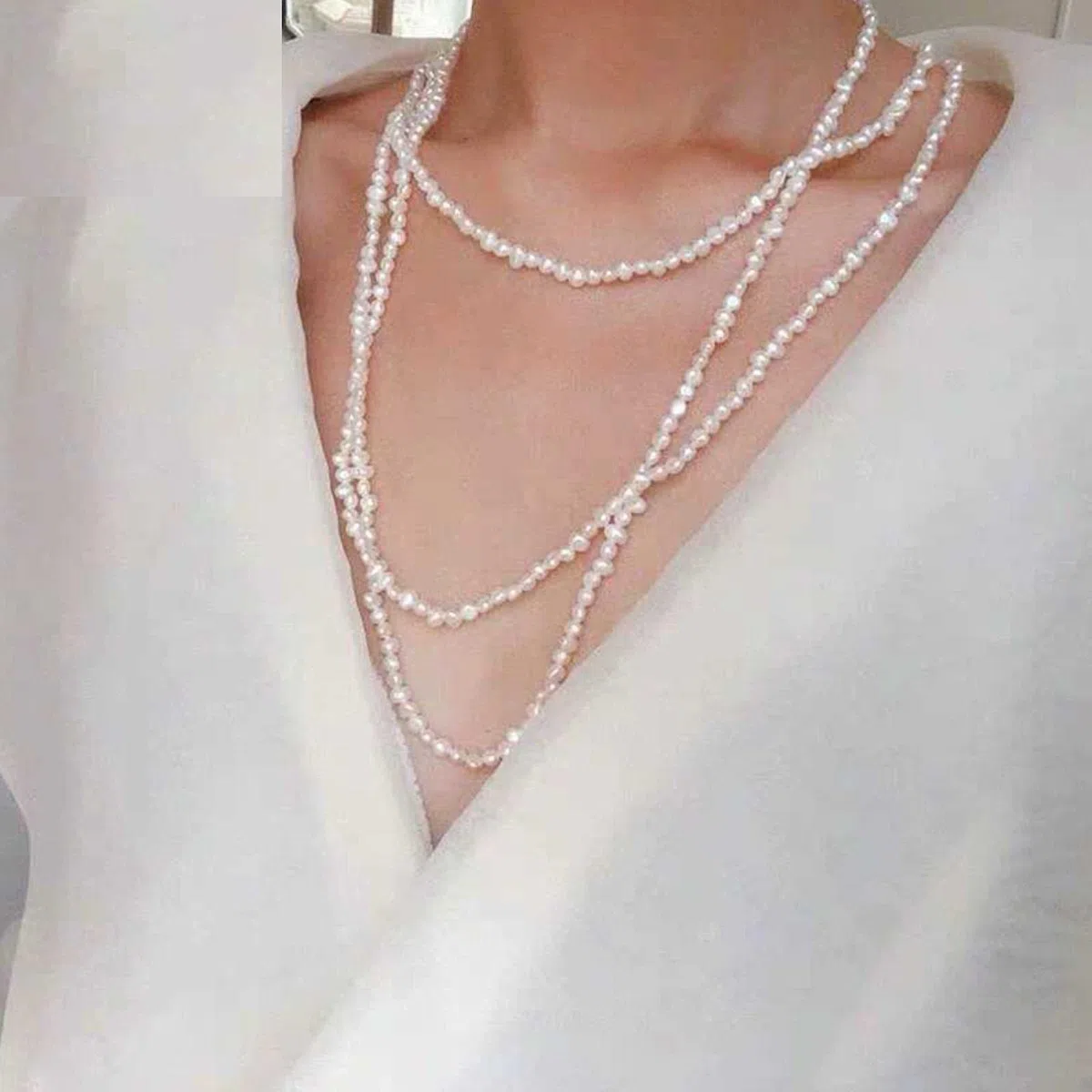 Collar Largo De Perlas De Agua Dulce Naturales para Mujer, Regalo, Múltiples Formas De Llevar Joyería De Cadena De Suéter
